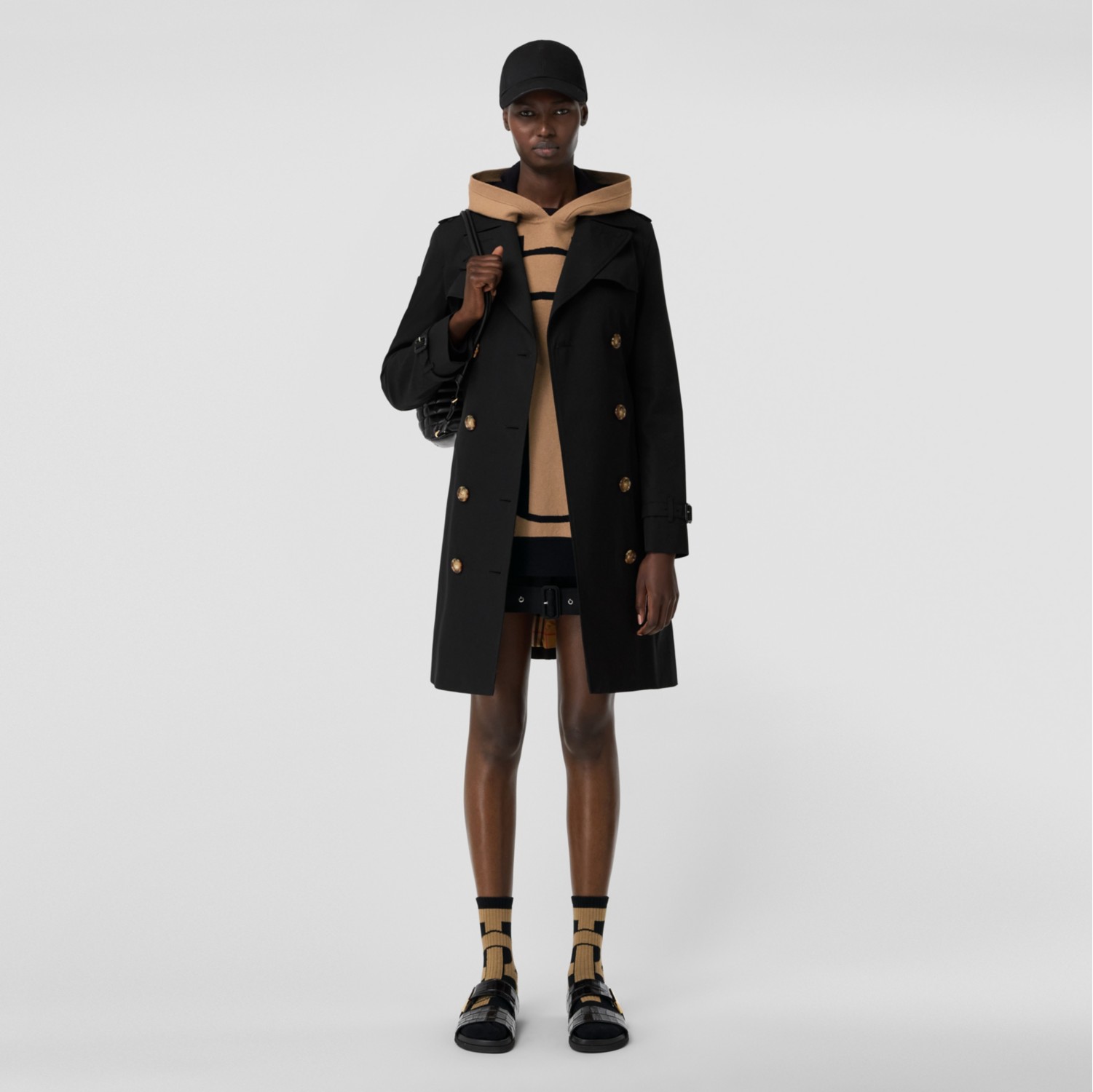 Burberry black store short trench coat