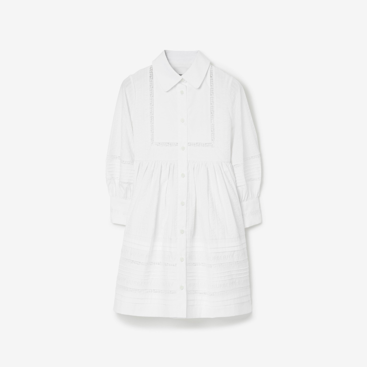 蕾丝装饰棉质连衣裙 (白色) | Burberry® 博柏利官网