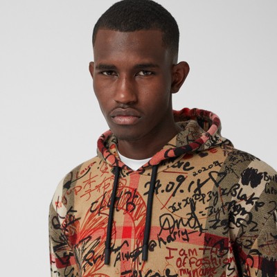 burberry check print hoodie