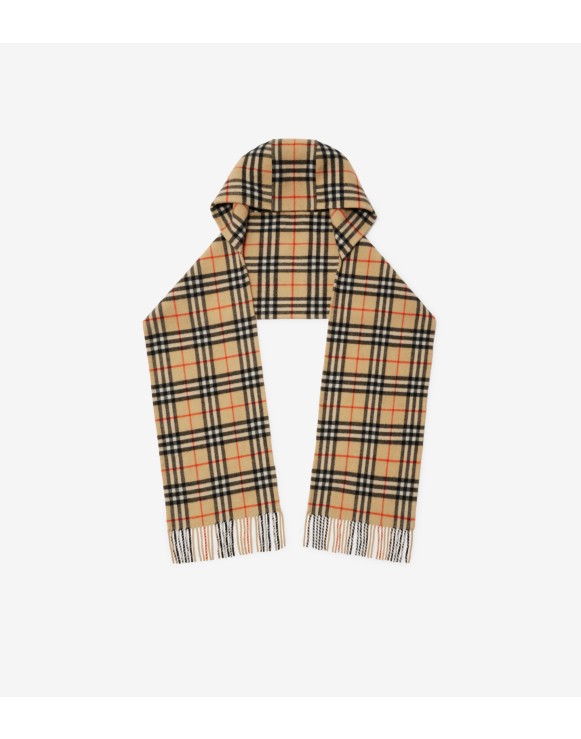 Check Cashmere Hooded Scarf