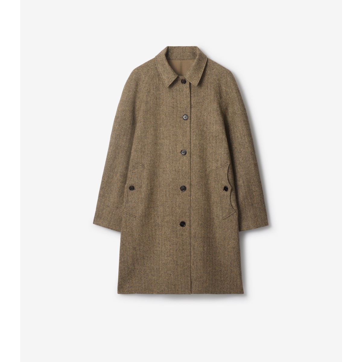  Herringbone Long Wool Dual Burberry Car Coat