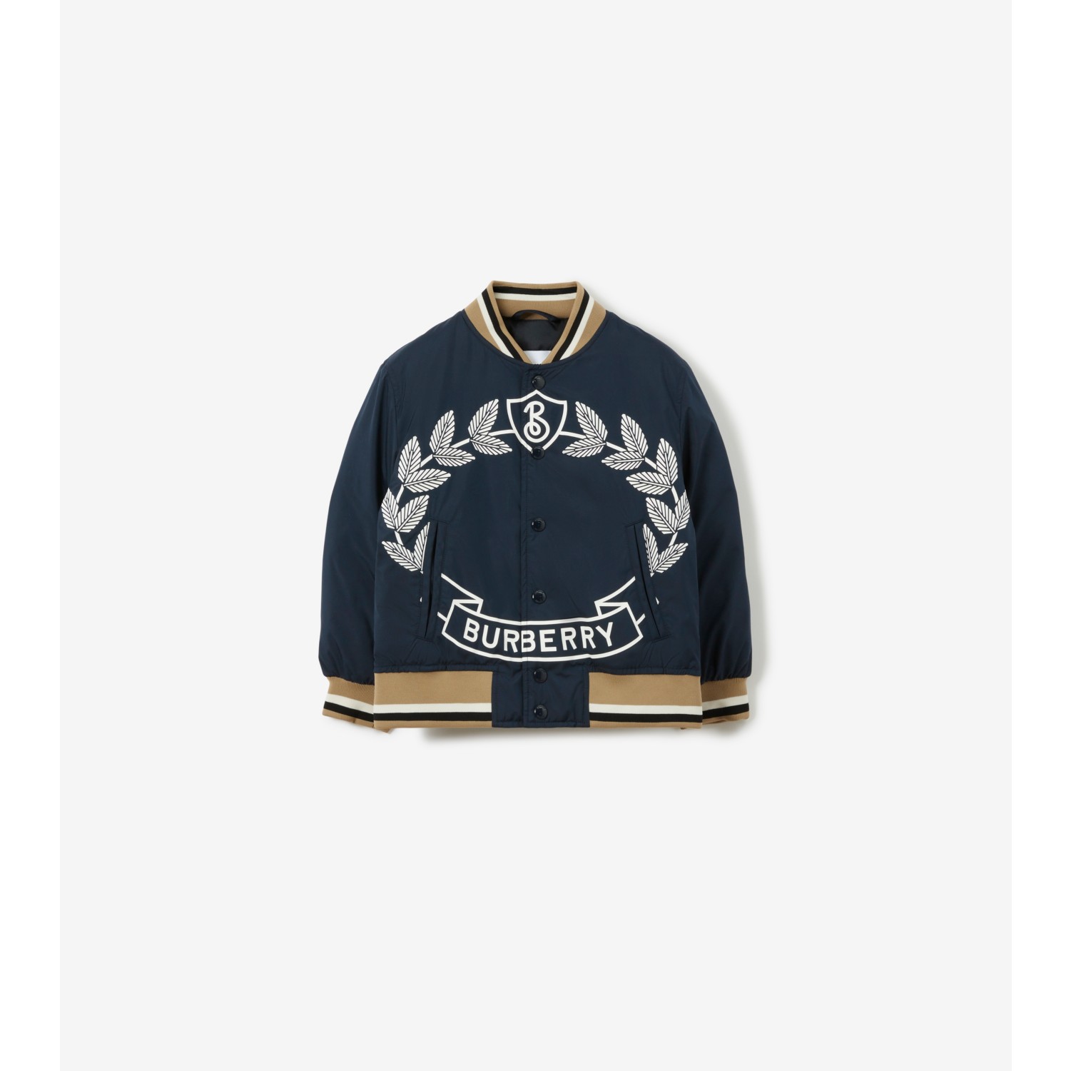 Oak Leaf Crest Bomber Jacket in Navy Black | Burberry® Official