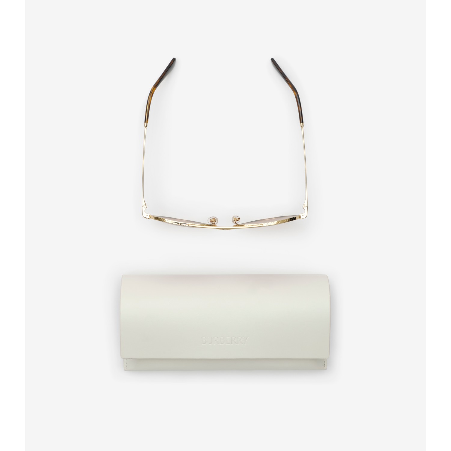 Metal Check Aviator Sunglasses in Light gold | Burberry® Official