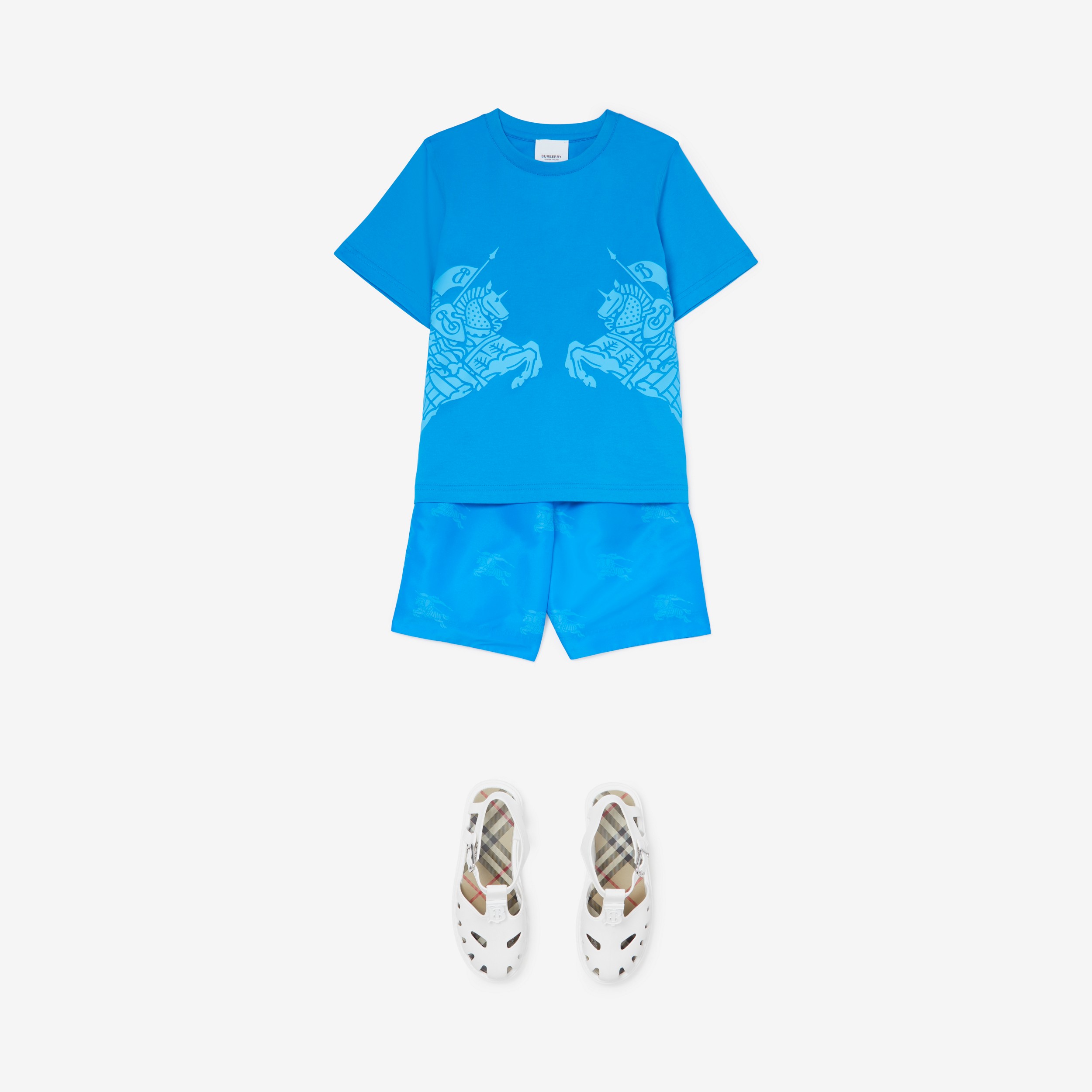 EKD Print Cotton T-shirt in Bright Cerulean Blue | Burberry® Official - 3