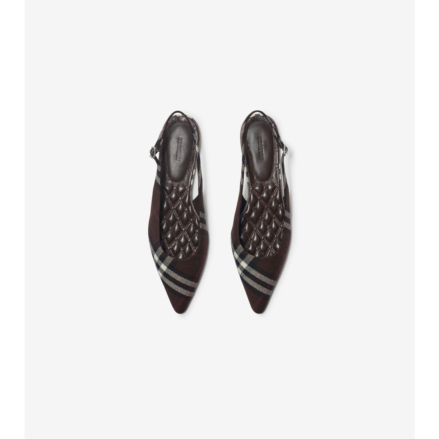 Check Dame Slingback Ballerinas​ in Mahogany brown - Women | Burberry® Official