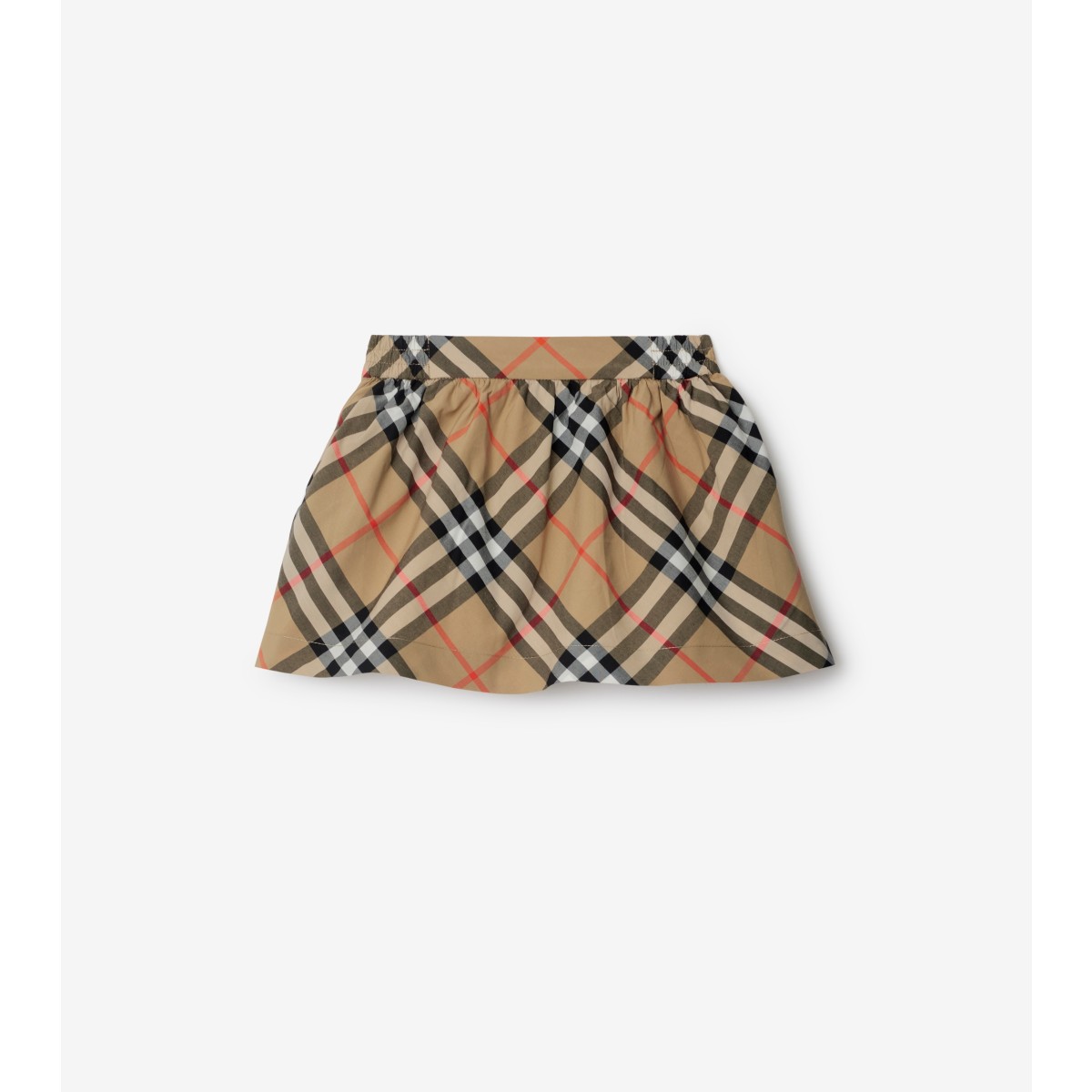 Shop Burberry Childrens Check Cotton Skirt In Sand