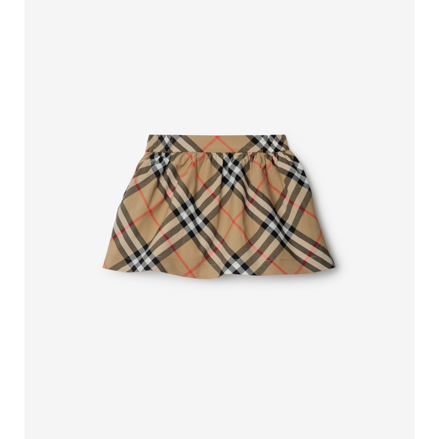 Check Cotton Skirt in Sand Burberry Official