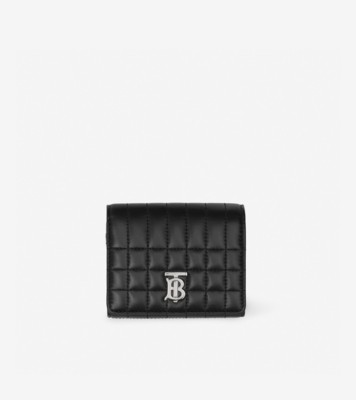 Quilted Leather Small Lola Folding Wallet in Black/palladium