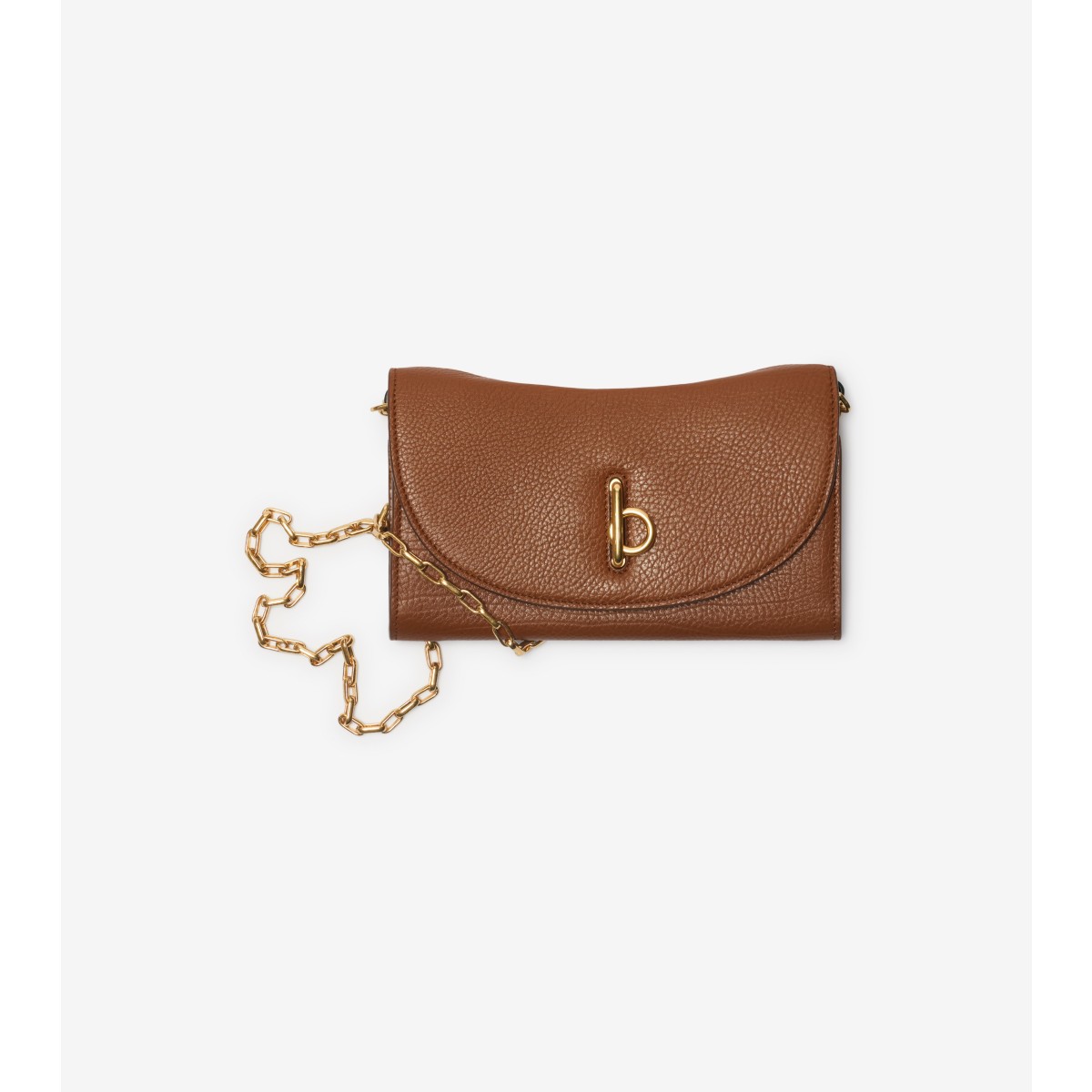 Burberry Rocking Horse Leather Wallet On Chain In Hazel