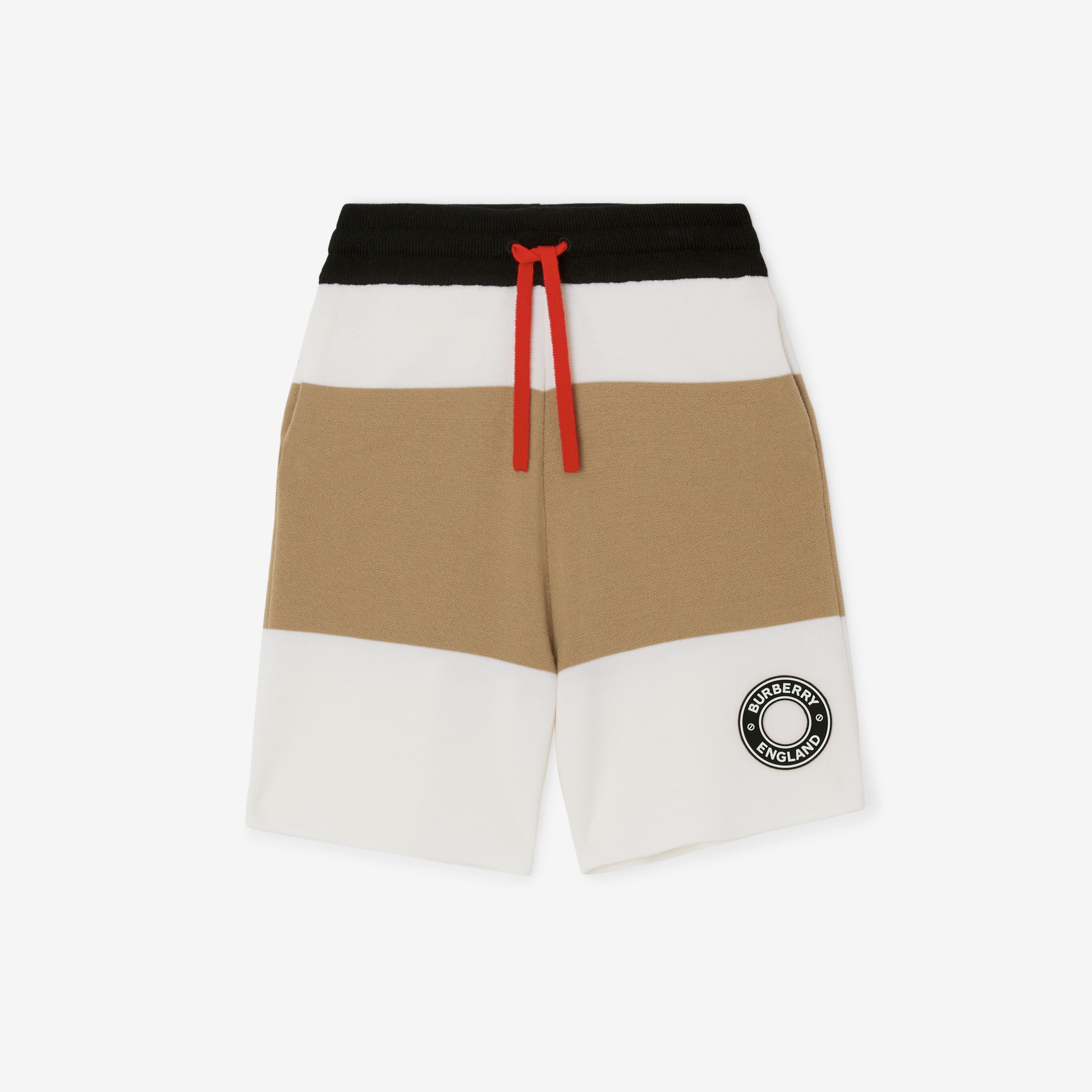 Logo Graphic Appliqué Wool Blend Shorts in Ivory | Burberry® Official