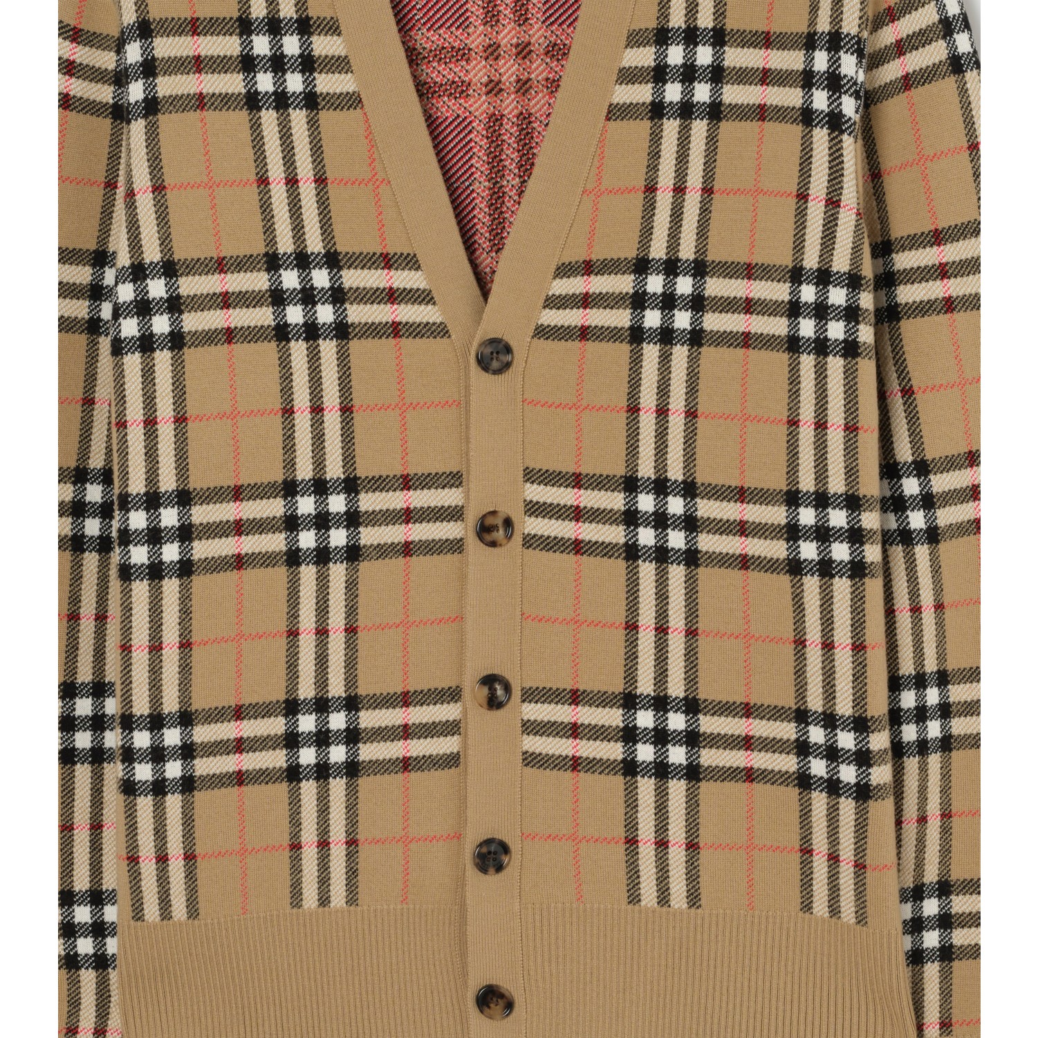 Baumwoll-Woll-Cardigan in Check