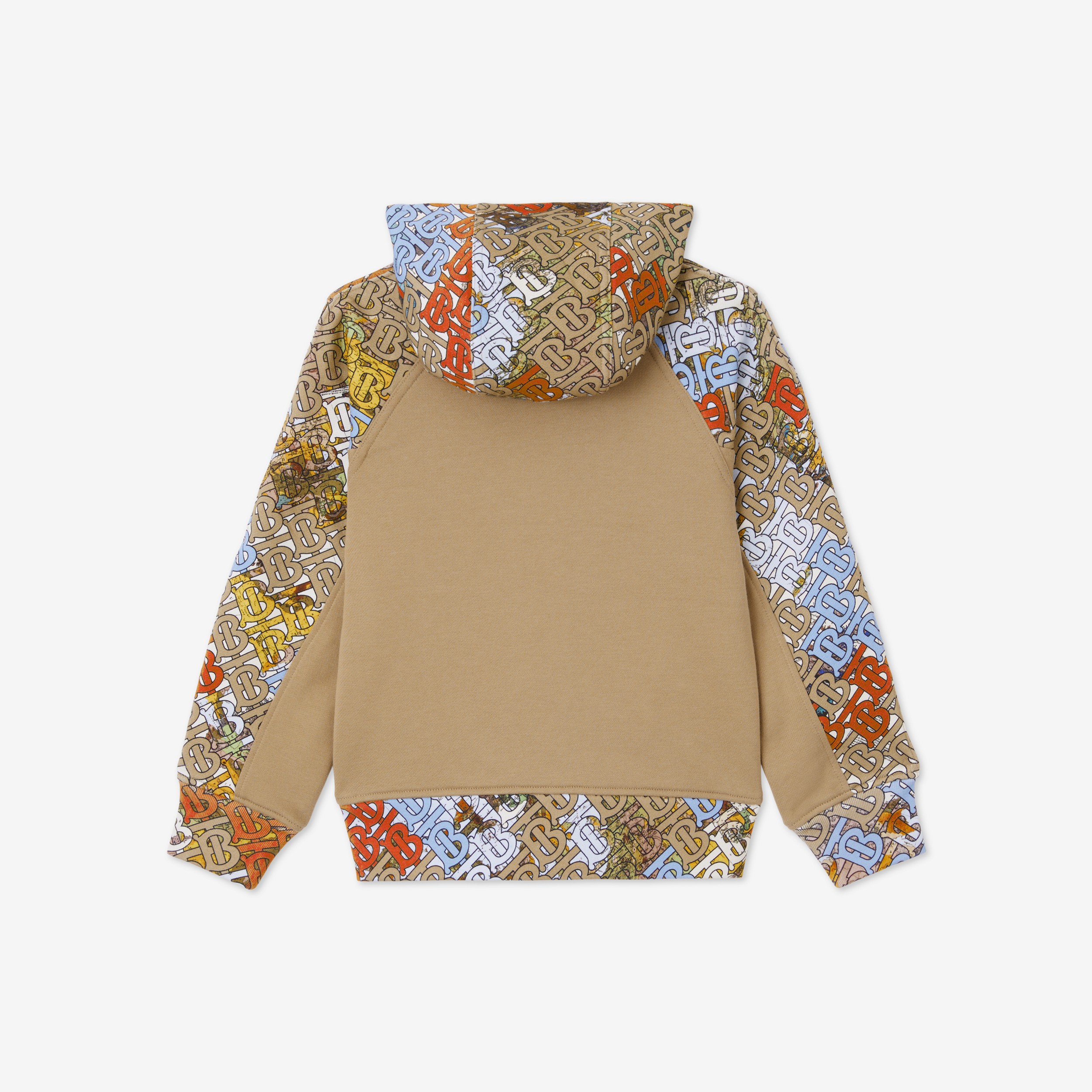 Blusa de moletom com capuz de algodão com zíper, estampa de mapa e monograma (Bege Clássico) | Burberry® oficial - 2