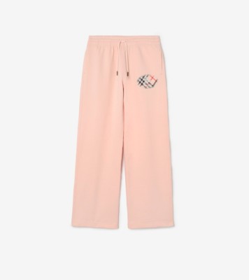 Check Knight Stamp Cotton Track Pants in Compact pink - Women | Burberry® Official