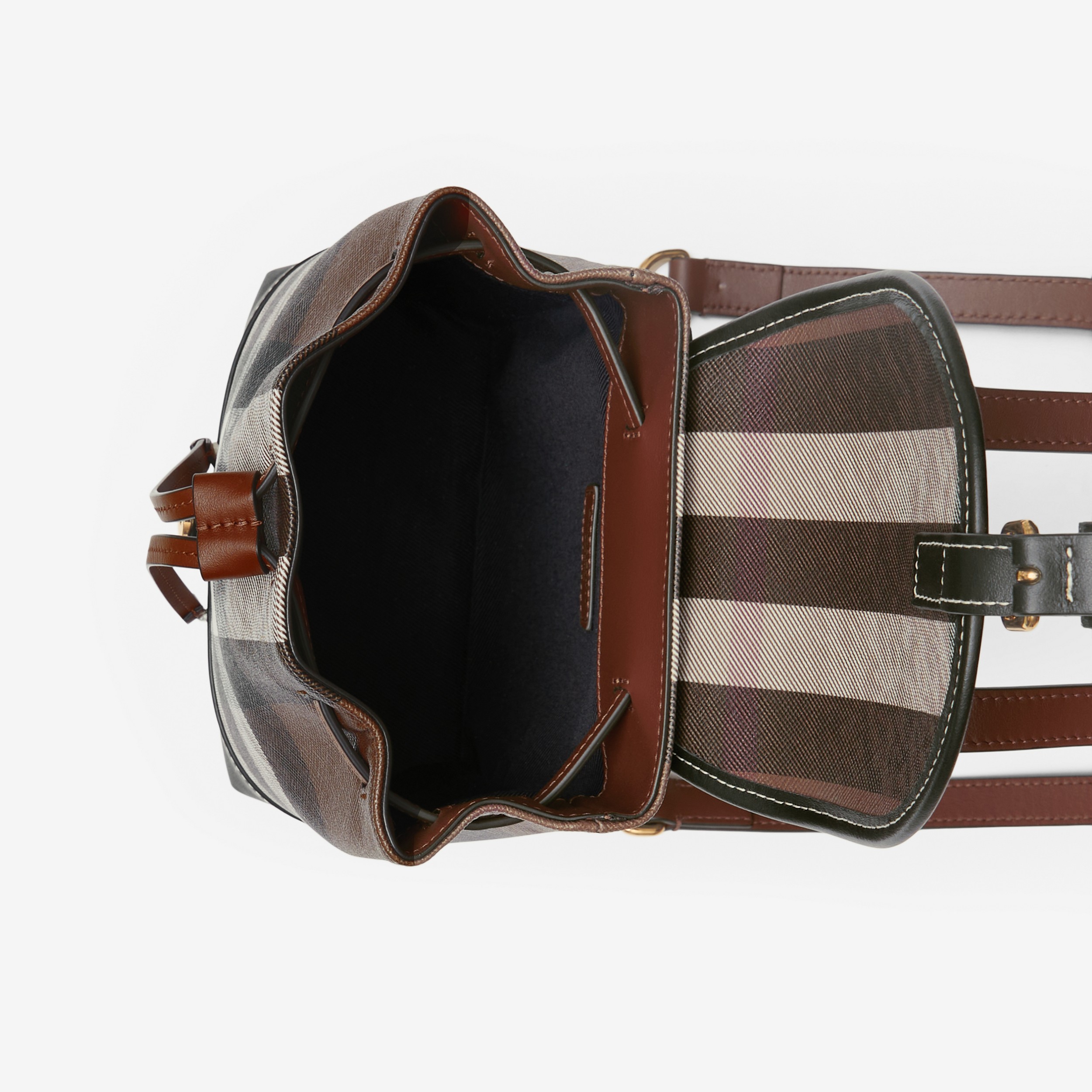 Check and Leather Micro Backpack in Dark Birch Brown - Women | Burberry® Official - 4
