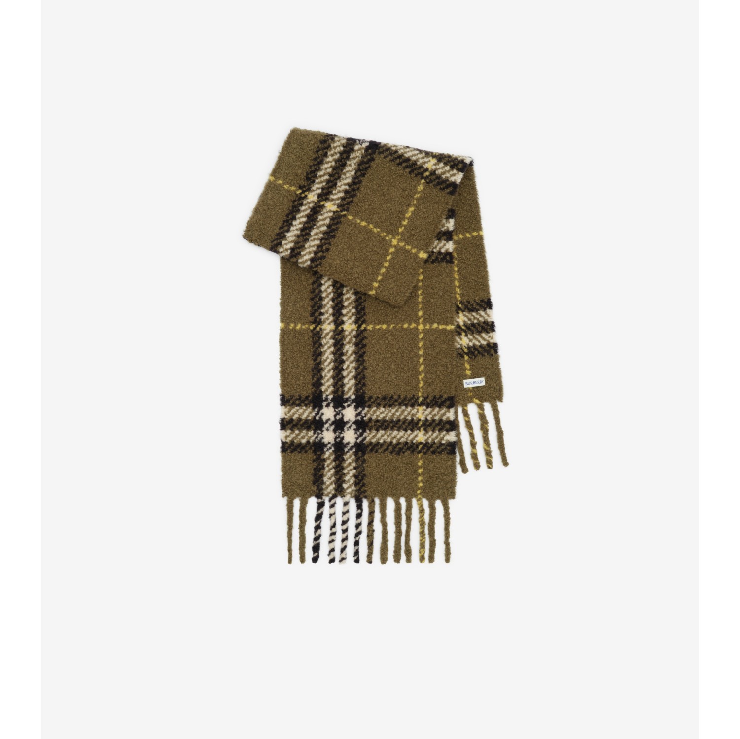Check Alpaca Wool Blend Bouclé Scarf