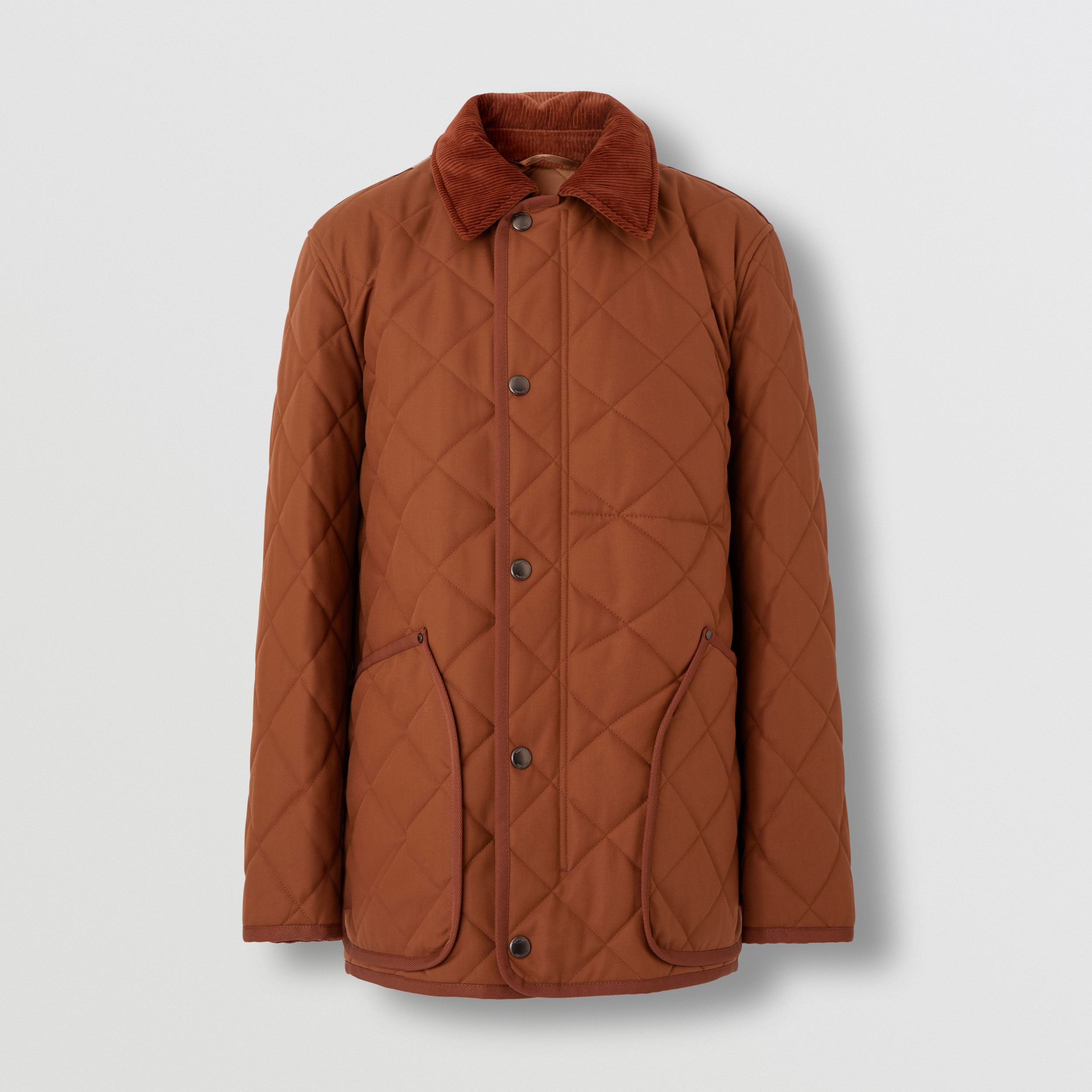 Diamond Quilted and Vintage Check Wool Barn Jacket in Warm Walnut - Men | Burberry® Official - 4