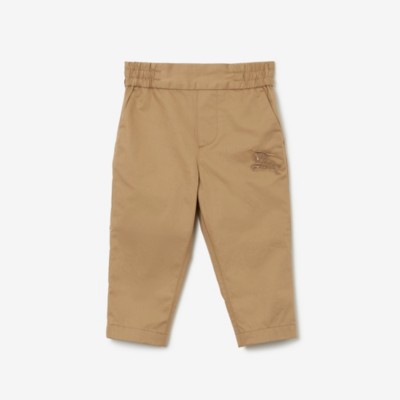 Burberry Kids'  Childrens Ekd Motif Cotton Twill Chinos In Archive Beige