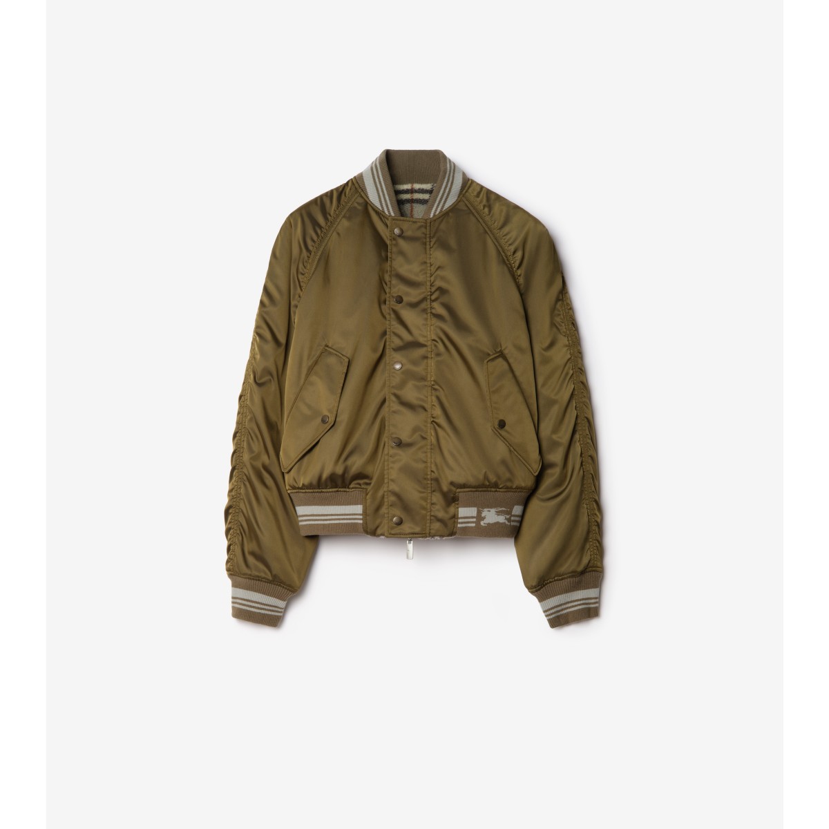  Check Reversible Nylon Bomber Jacket