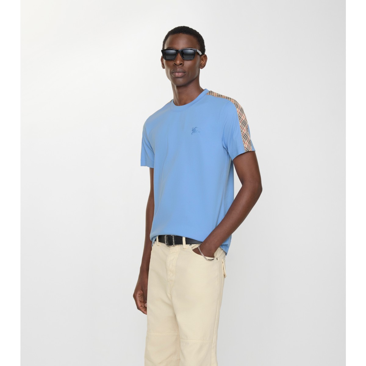  Check Trim Cotton T-shirt