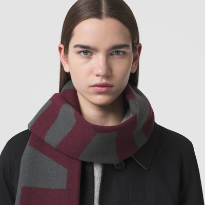 logo wool jacquard scarf