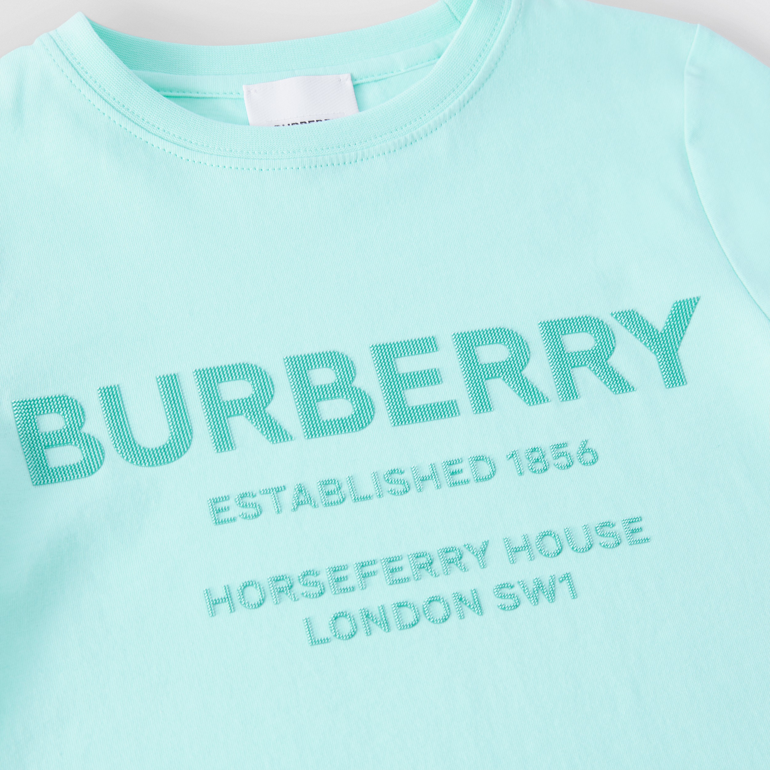 Horseferry Print Cotton T-shirt in Light Aqua Blue | Burberry® Official - 2