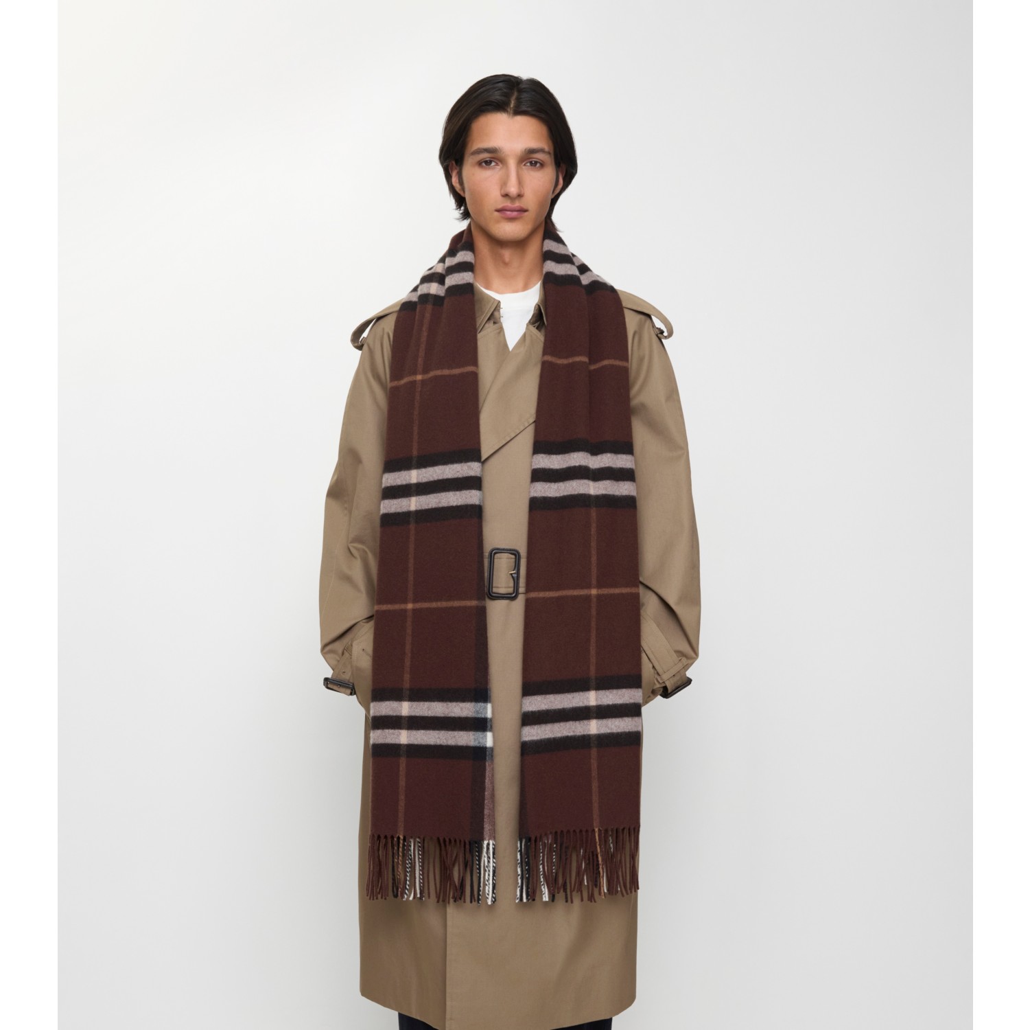 Wide Check Cashmere Scarf