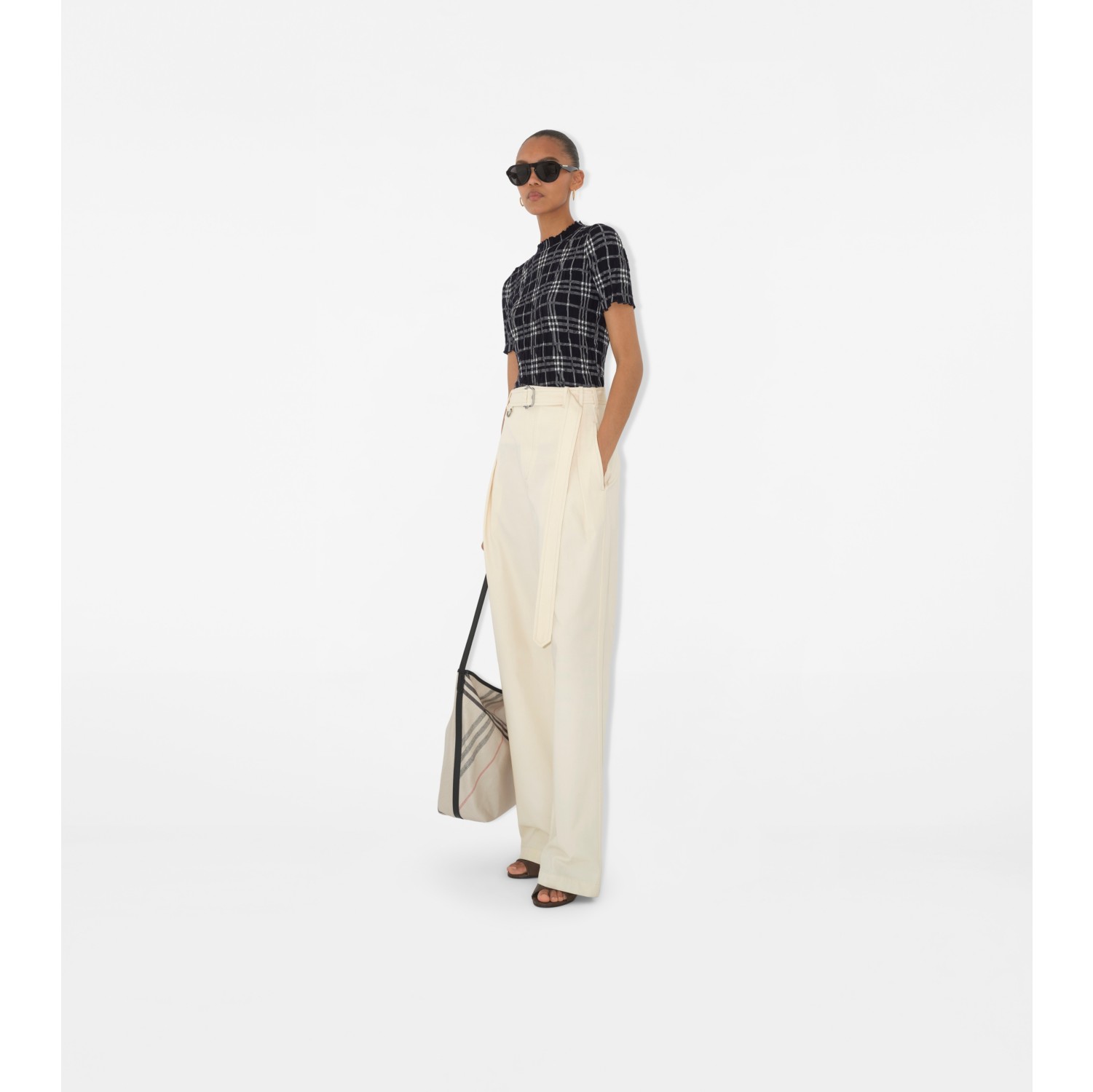Check Wool Blend Top