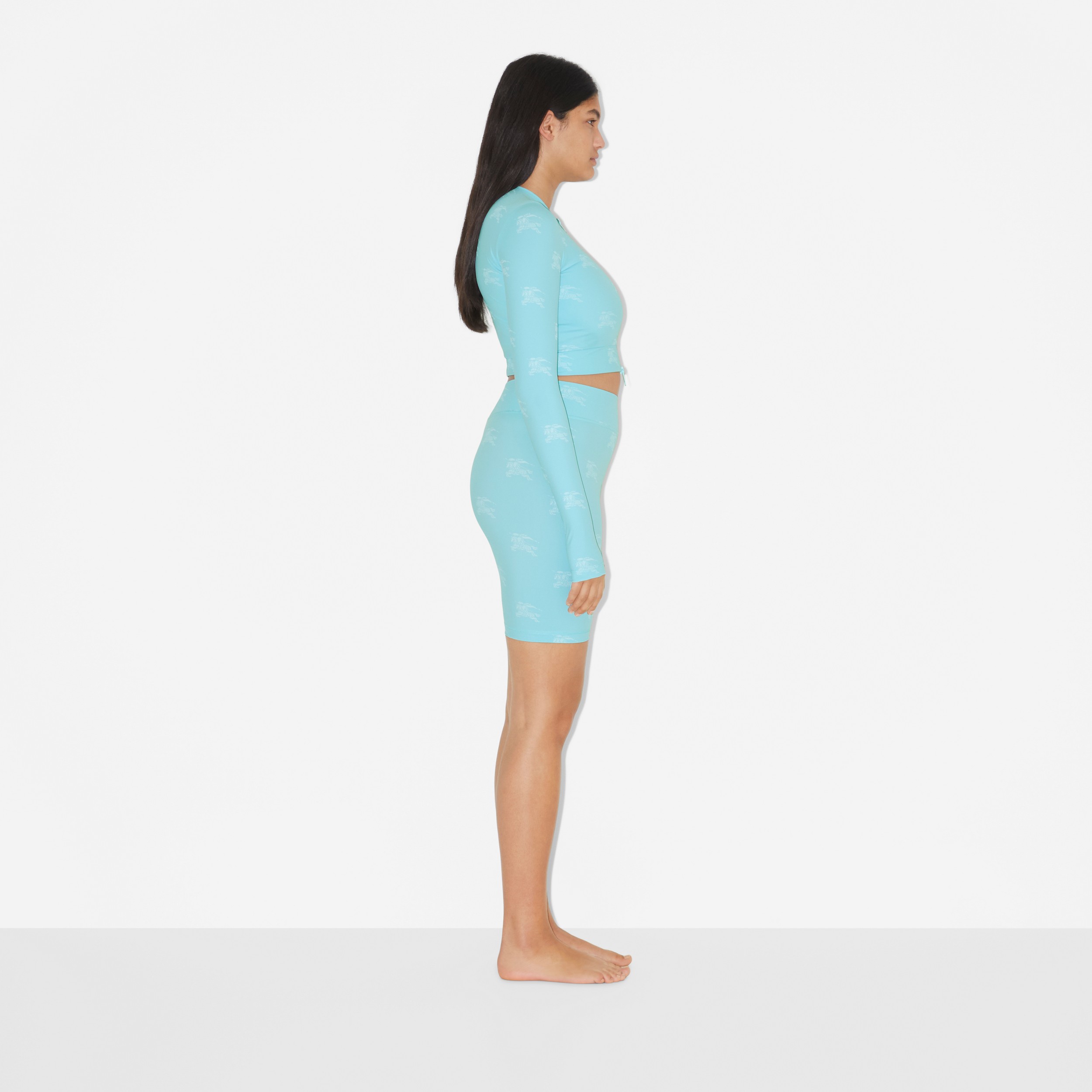 Top cropped de malha stretch em estampa EKD (Azul Topázio Radiante) - Mulheres | Burberry® oficial - 3