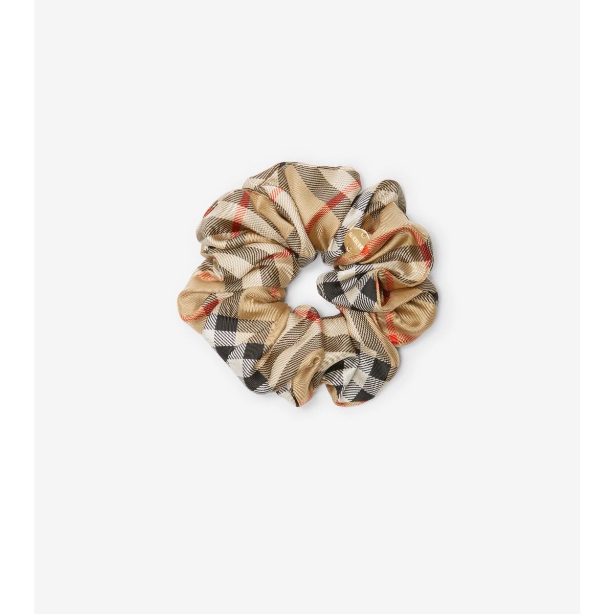 Burberry Check-print Silk Scrunchie In Sand