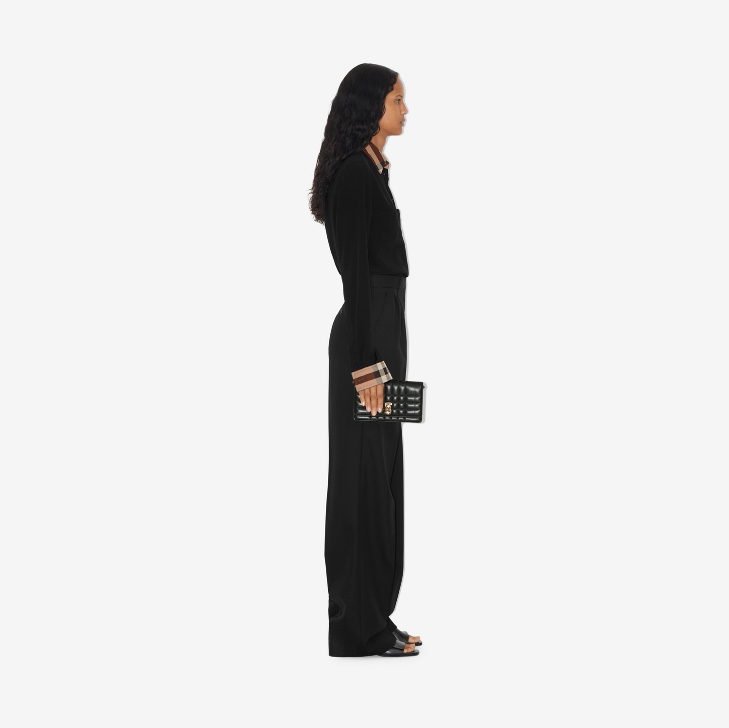 Chemise en soie avec Check (Noir) - Femme | Site officiel Burberry®
