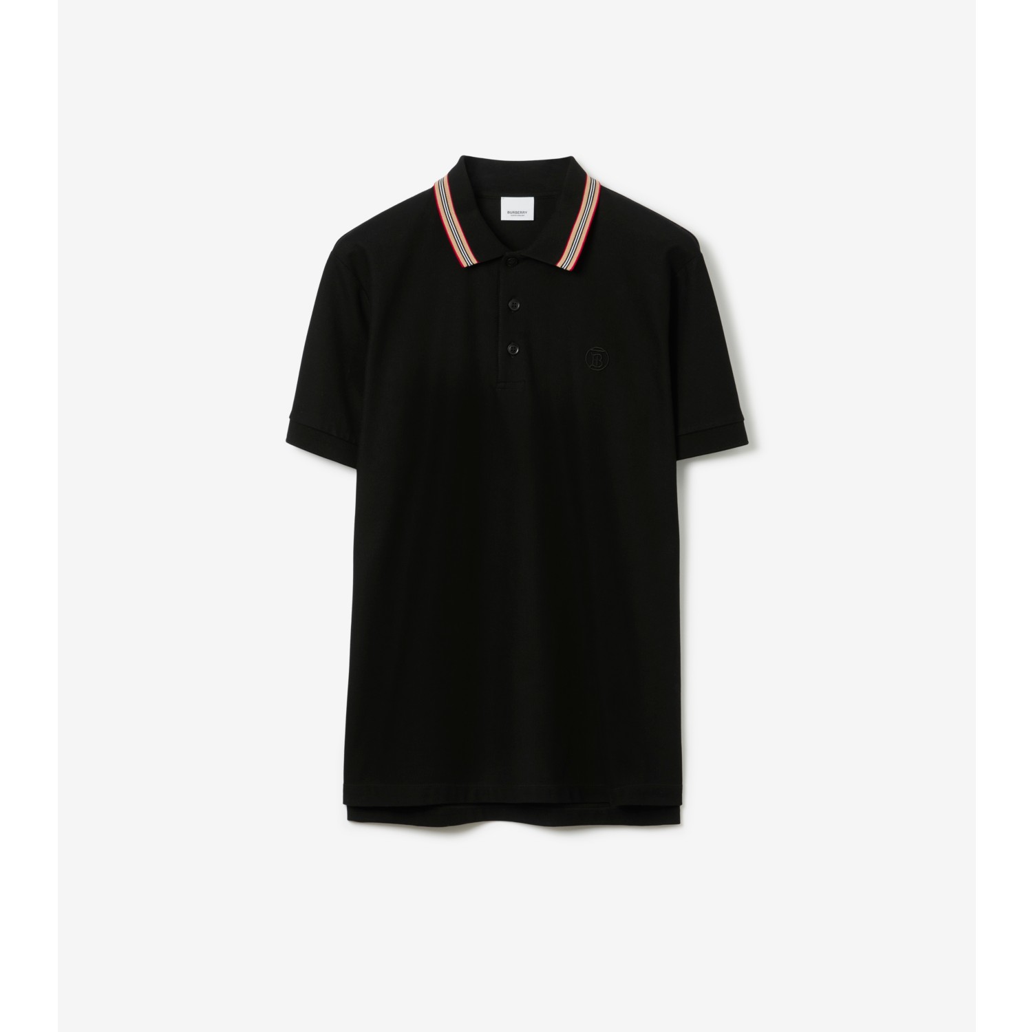 Cotton Polo Shirt in Black Men Burberry Official