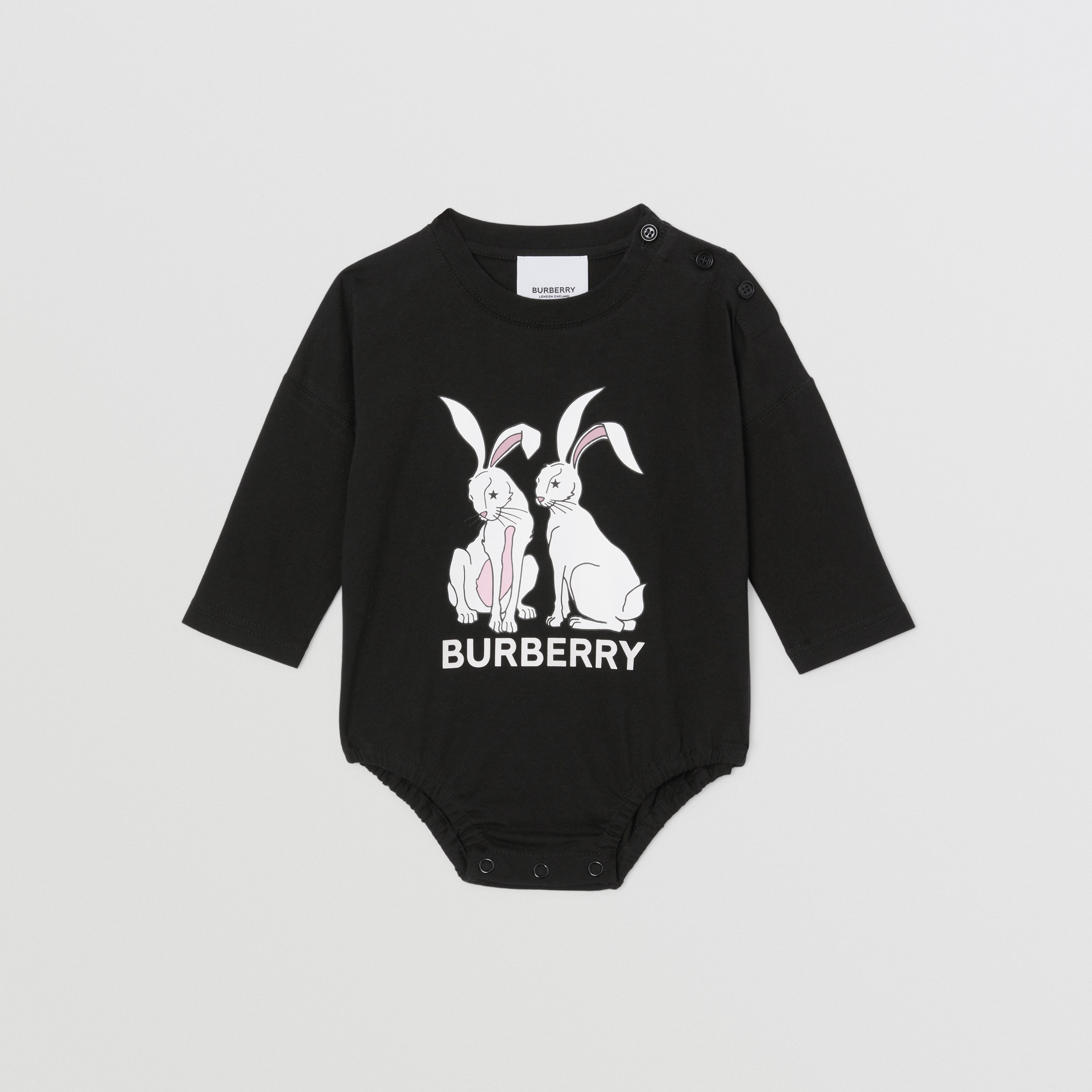 Rabbit Print Cotton Two-piece Baby Gift Set in White - Children | Burberry® Official - 3