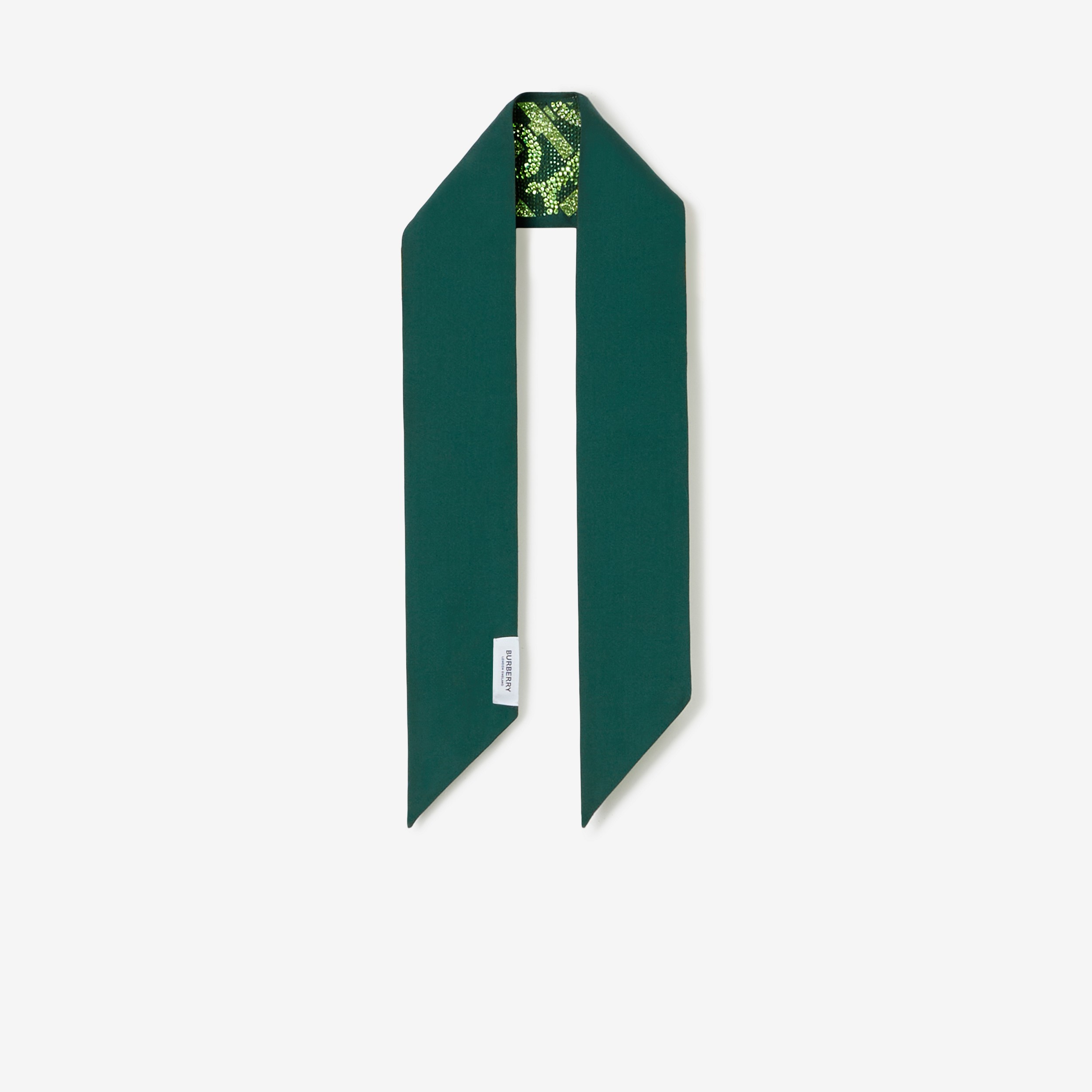 Pañuelo estrecho en seda con monogramas de cristales (Verde) | Burberry® oficial - 2