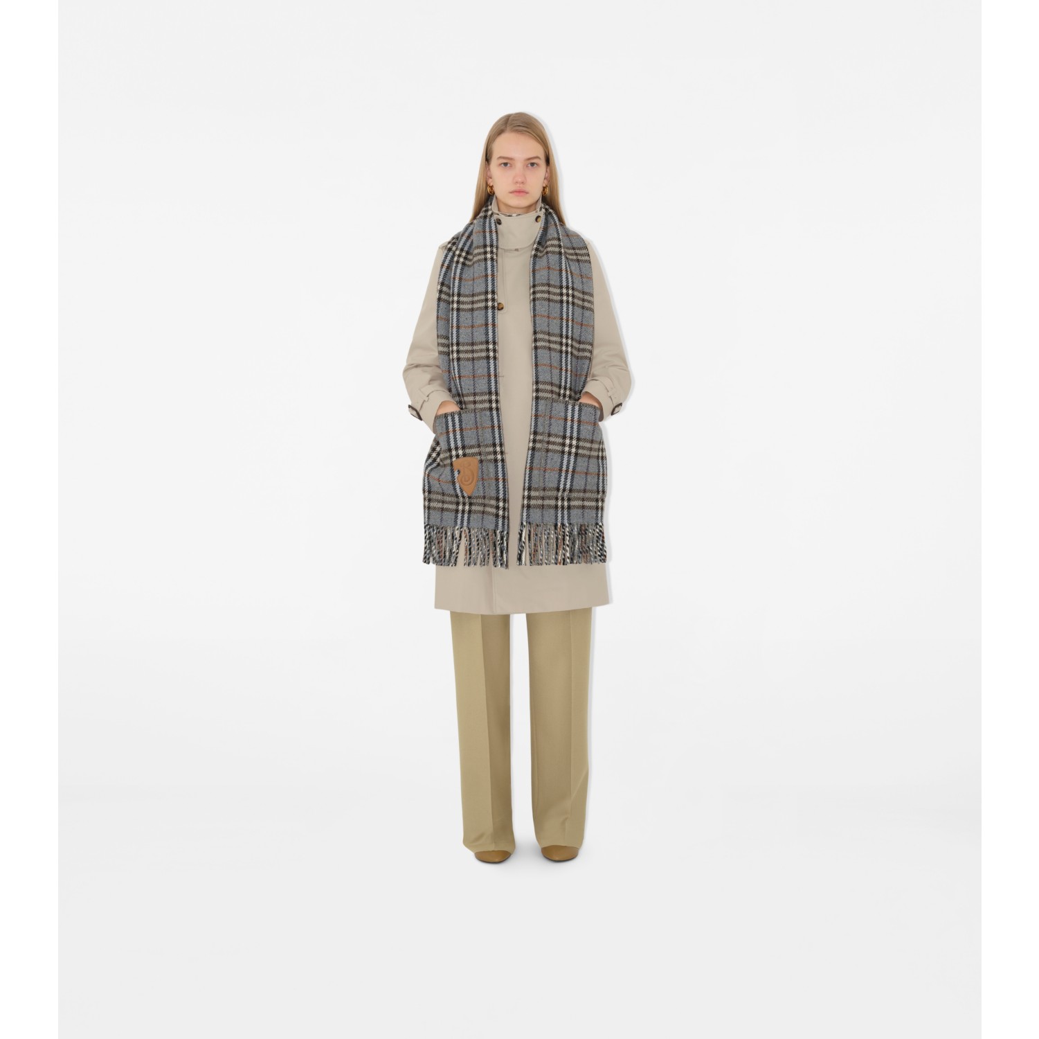 Reversible Check Cashmere Wool Scarf