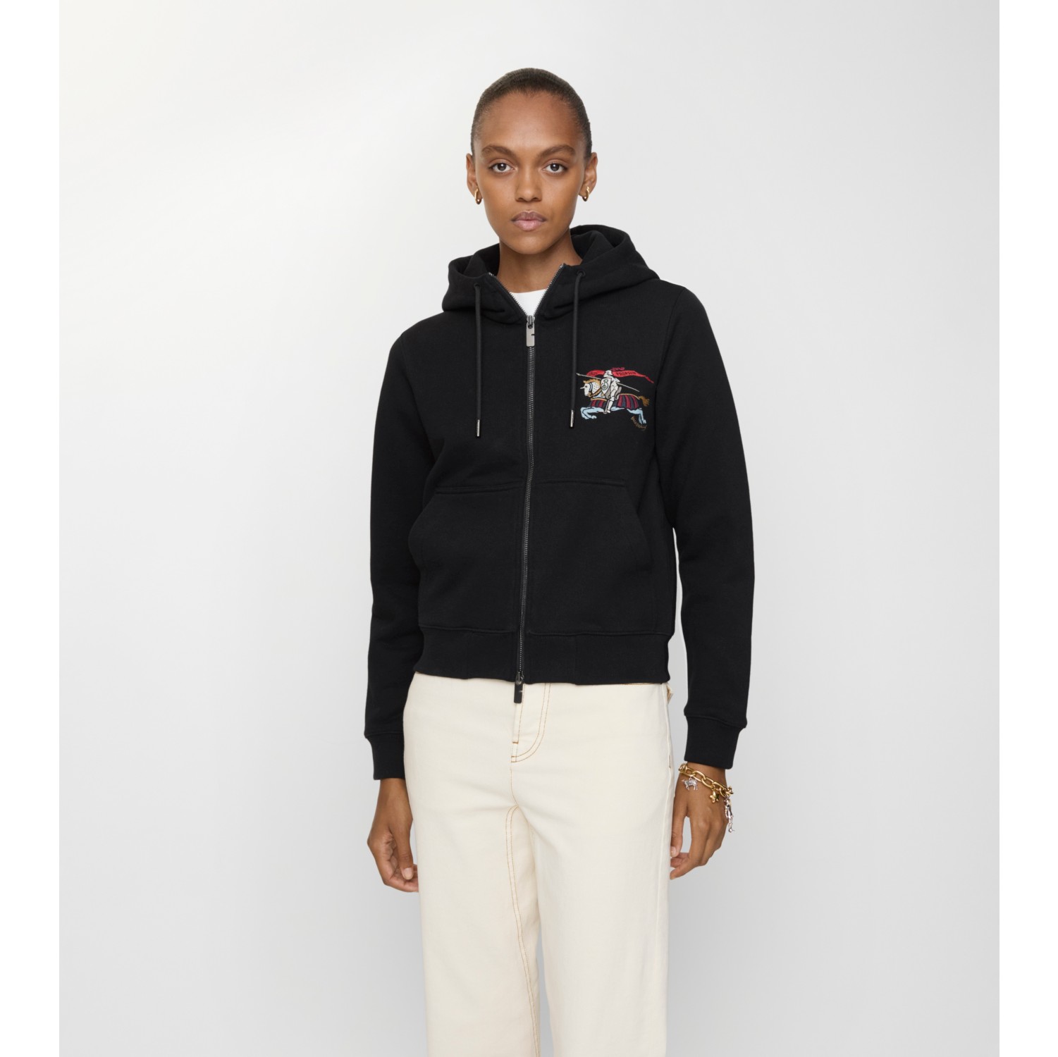 EKD Cotton Zip Hoodie in Black - Women | Burberry® Official