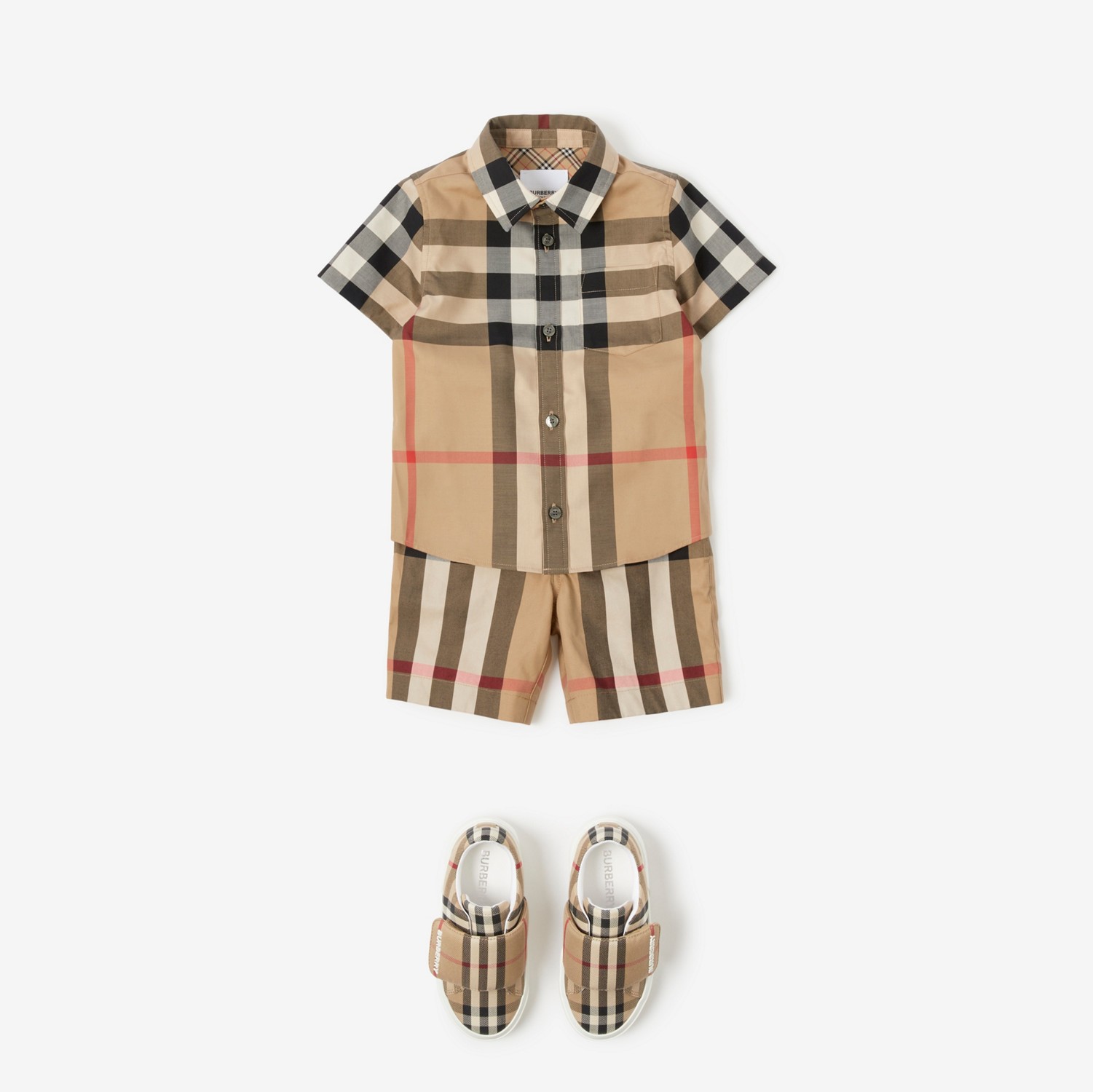 Check Cotton Shorts in Archive Beige - Children | Burberry® Official