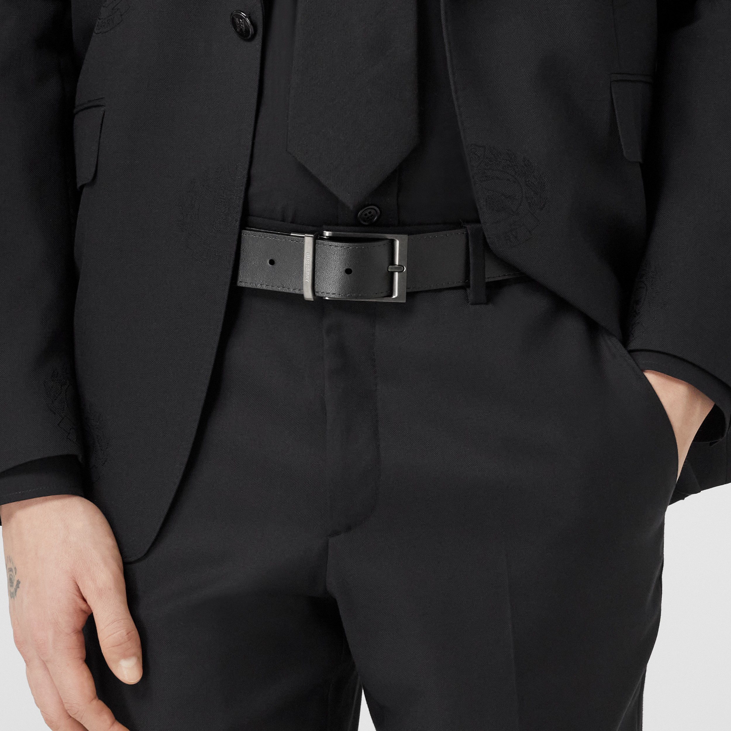 Cinturón reversible en tejido Check y piel (Gris Marengo/grafito) - Hombre | Burberry® oficial - 3
