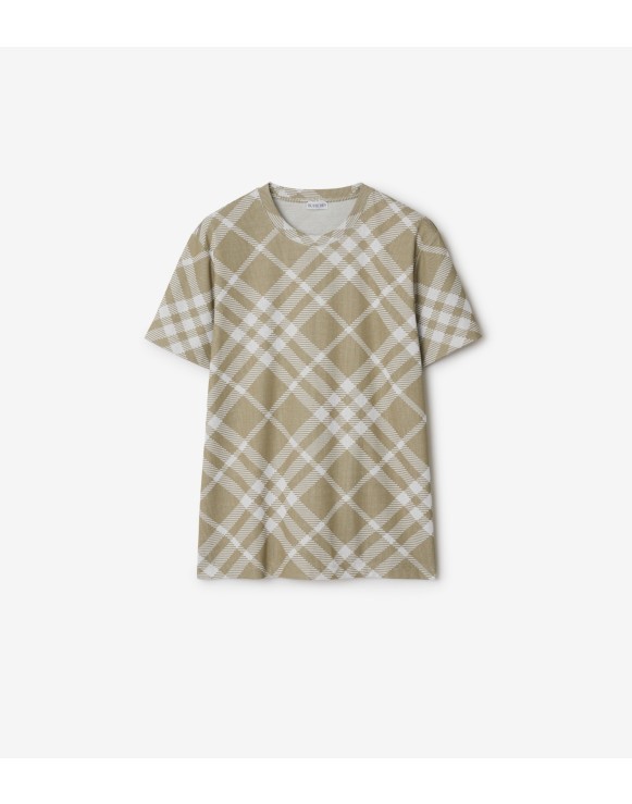 Check Stretch Cotton Blend T-shirt