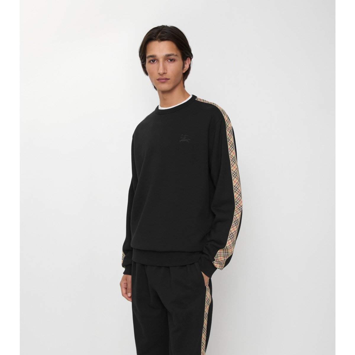  Check Trim Cotton Sweatshirt