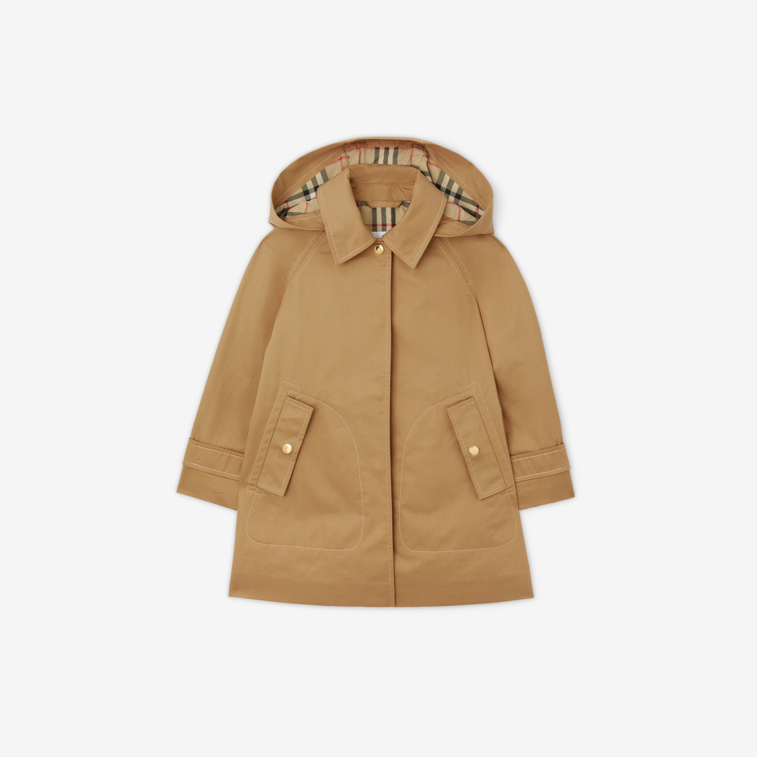 Detachable Hood Cotton Twill Car Coat in Archive Biege | Burberry® Official - 1