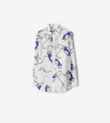 Knight Hardware Silk Shirt in Blue/white - Women | Burberry® Official