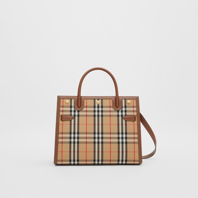 Mini Vintage Check Two-handle Title Bag in Archive Beige - Women |  Burberry® Official