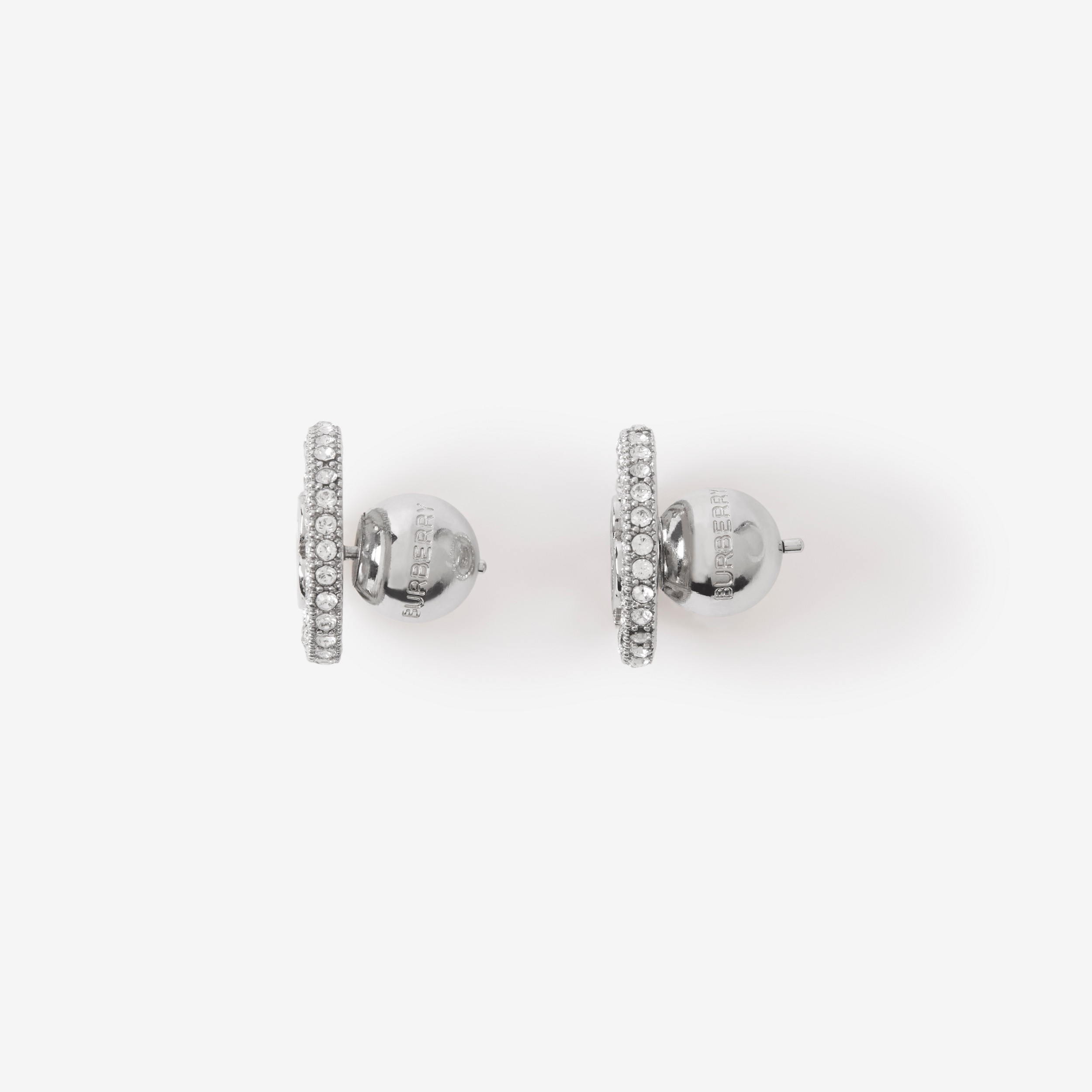 Boucles d'oreilles Monogram plaquées palladium avec cristaux (Palladio/cristal) | Site officiel Burberry® - 3
