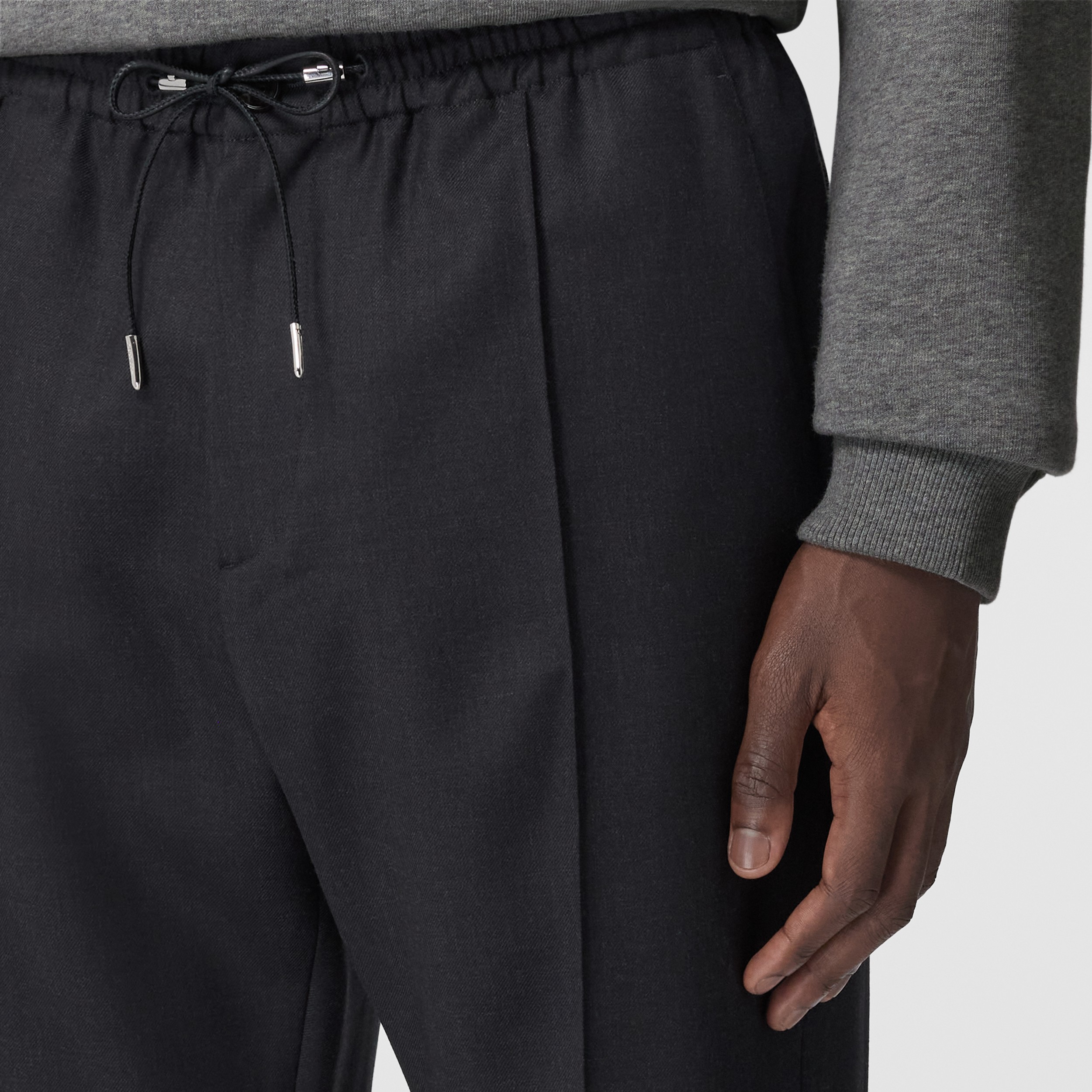 Monogram Motif Wool Trousers in Dark Charcoal Melange - Men | Burberry® Official - 2