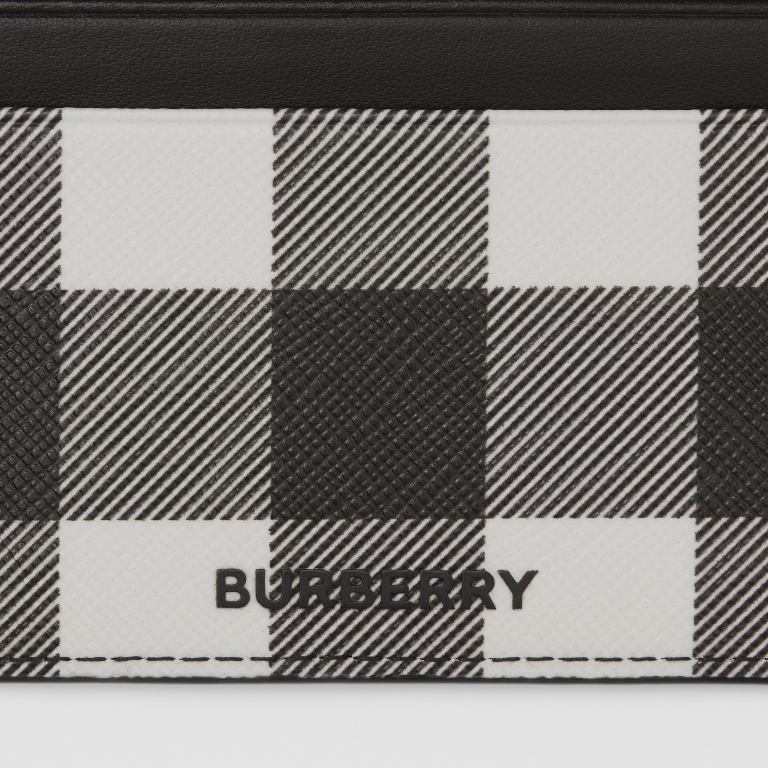 Exaggerated Check And Leather Card Case In Dark Birch Brown Men Burberry Official