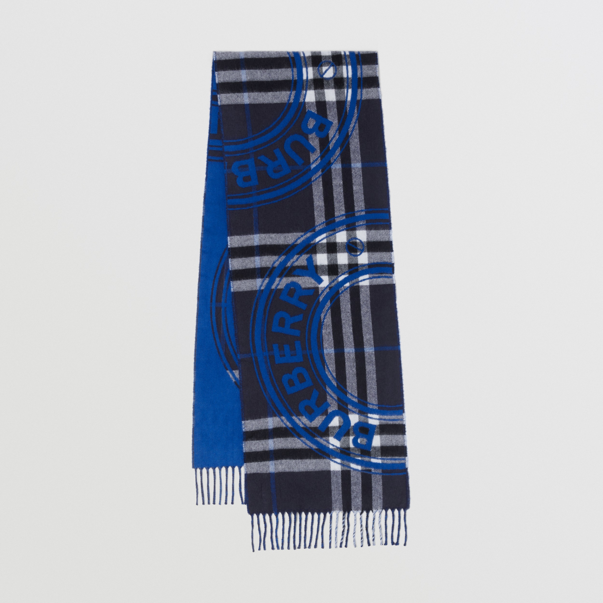 Montage Print Cashmere Scarf in Dark Charcoal Blue | Burberry® Official - 1