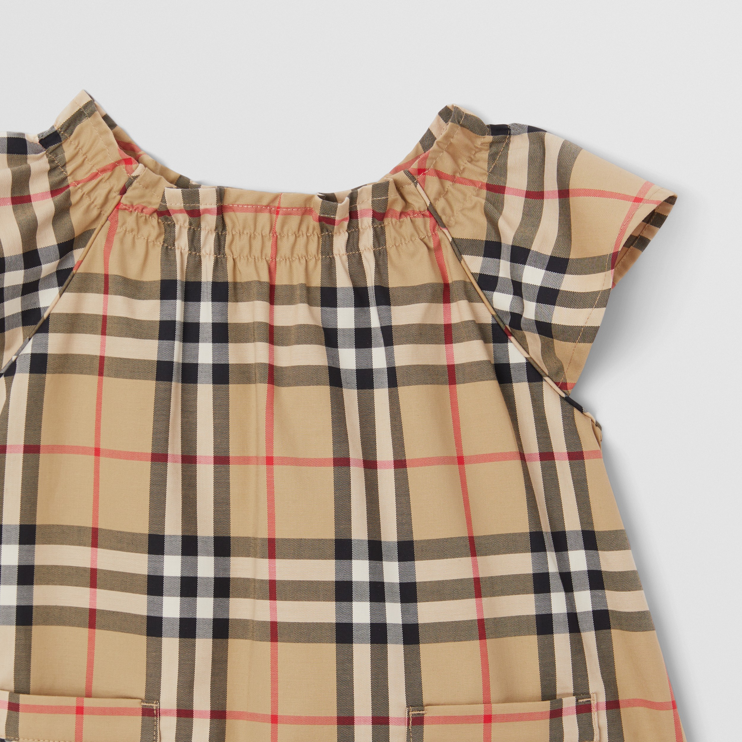 Vintage Check Stretch Cotton Dress with Bloomers in Archive Beige - Children | Burberry® Official - 4