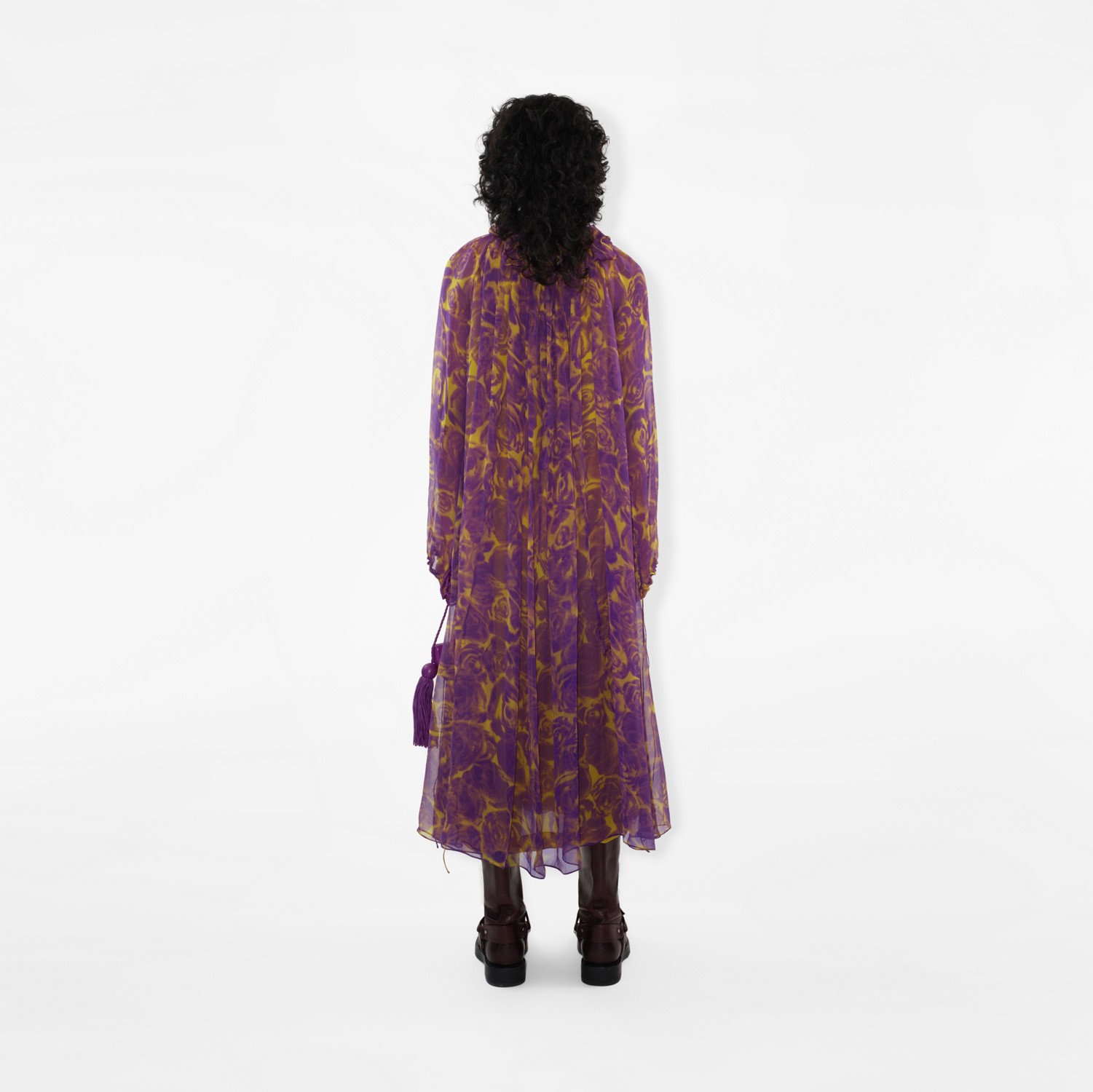 Robe en soie à imprimé roses (Pear) - Femme | Site officiel Burberry®