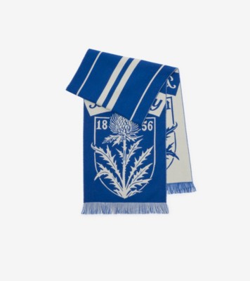 Thistle Shield Wool Scarf in Flag blue | Burberry® Official