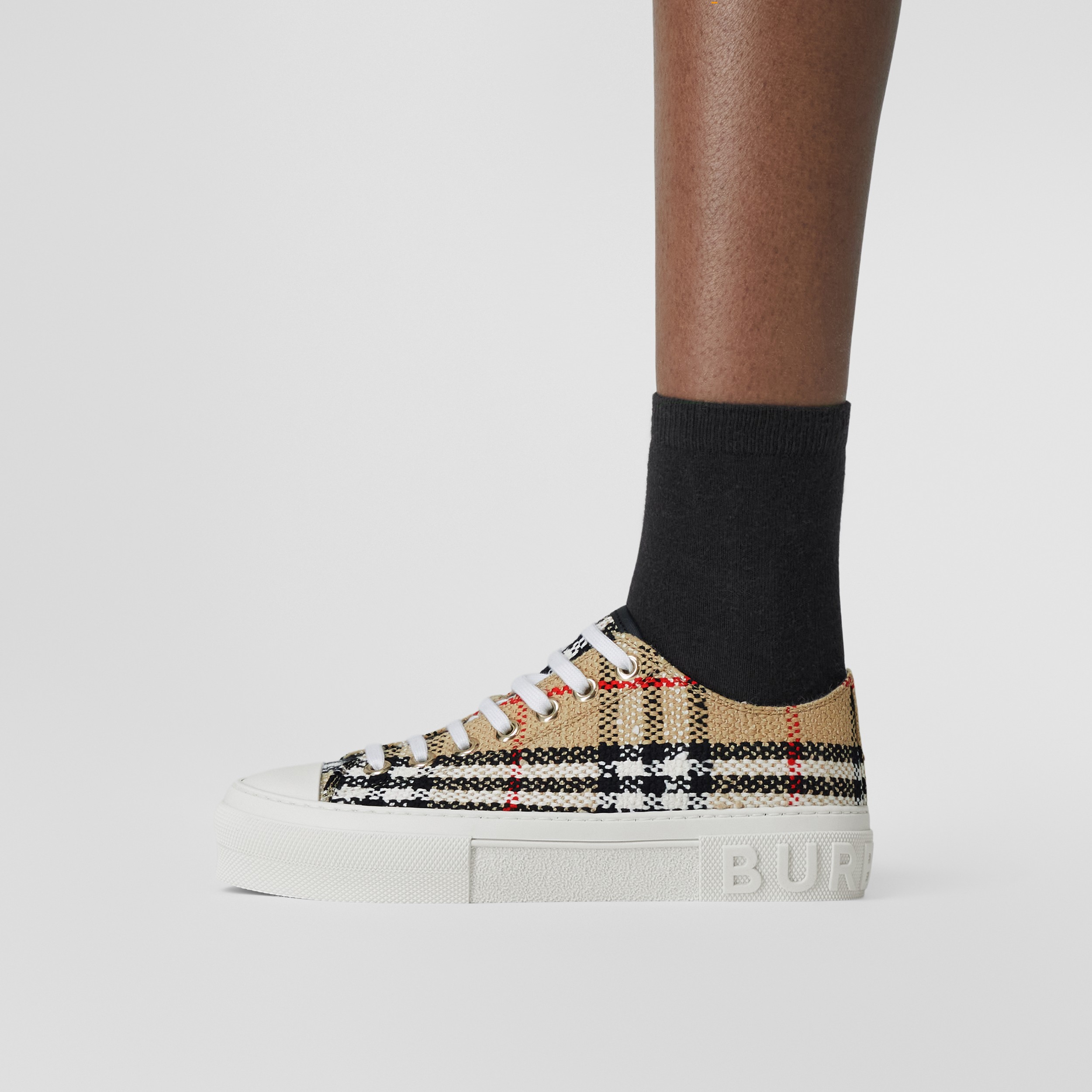 Vintage Check Bouclé Sneakers in Archive Beige - Women | Burberry® Official - 3